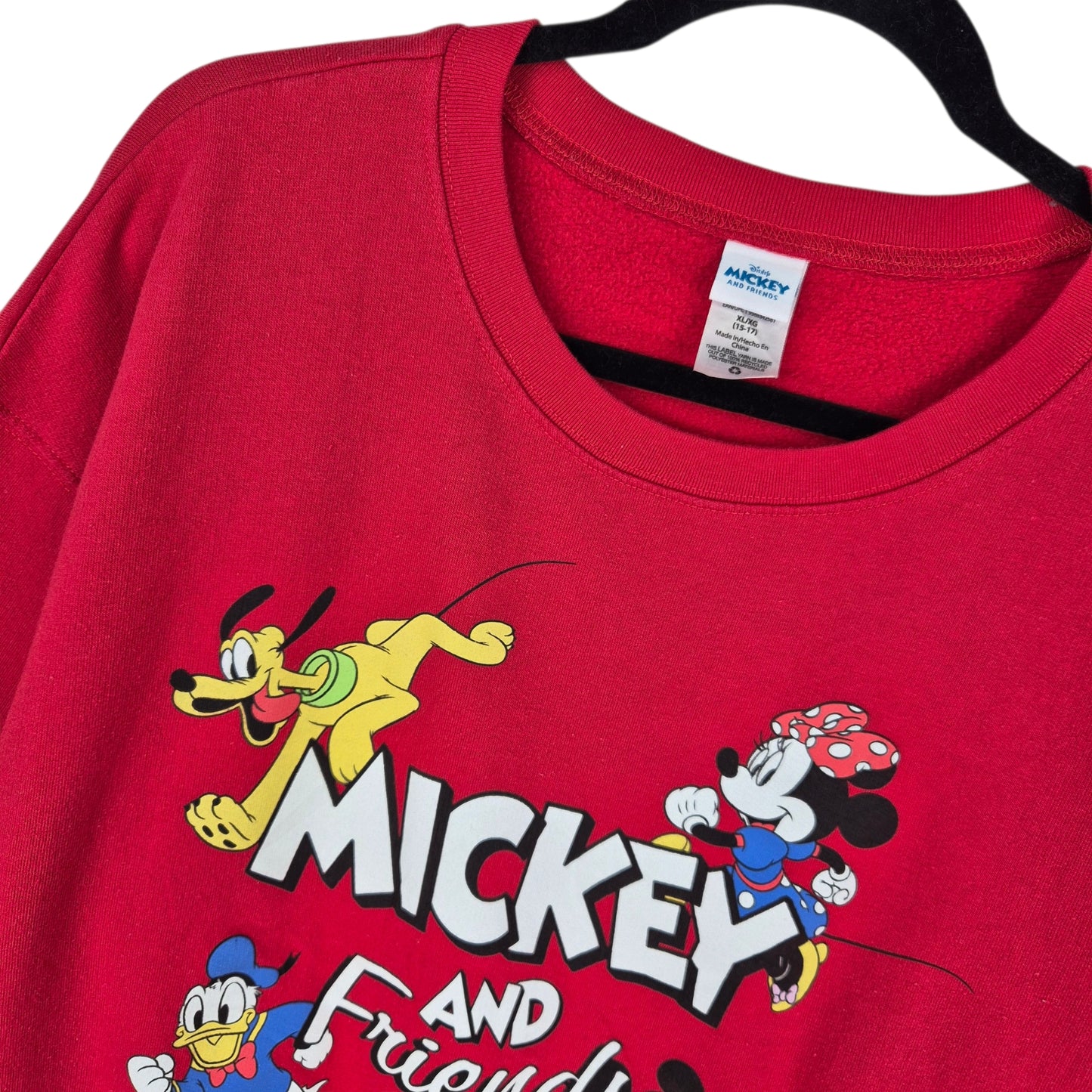 Disney Mickey & Friends Red Crewneck Sweater Size XL