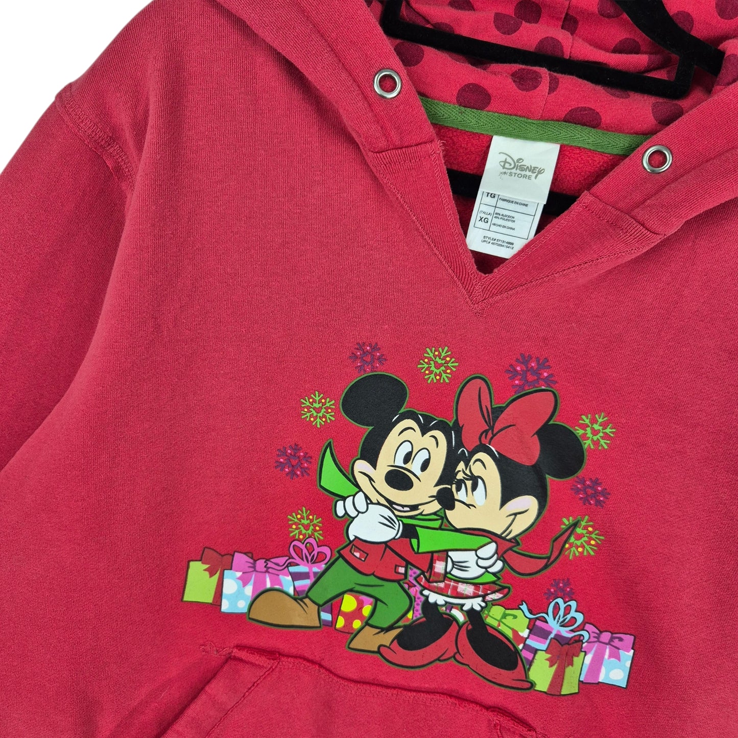 Disney Mickey Mouse Red V Neck Hoodie Size XL