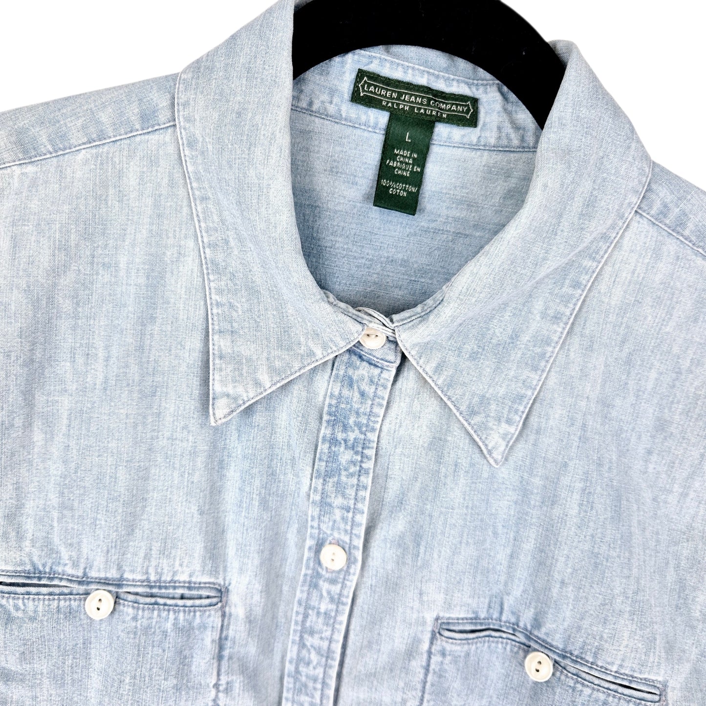 Vintage Ralph Lauren Green Label Womens Oversized Denim Shirt Size L