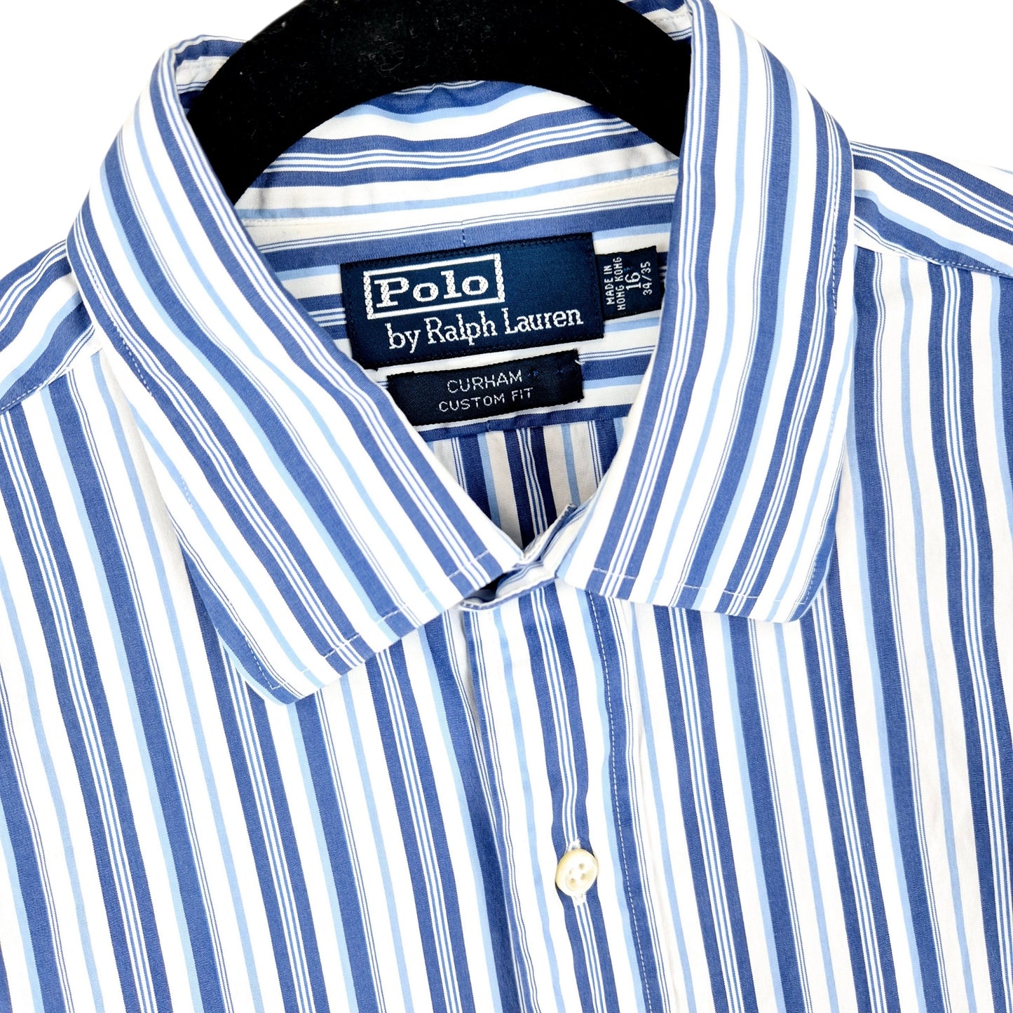 Vintage Polo Ralph Lauren 90's Blue & White Striped  Dress Shirt Size L