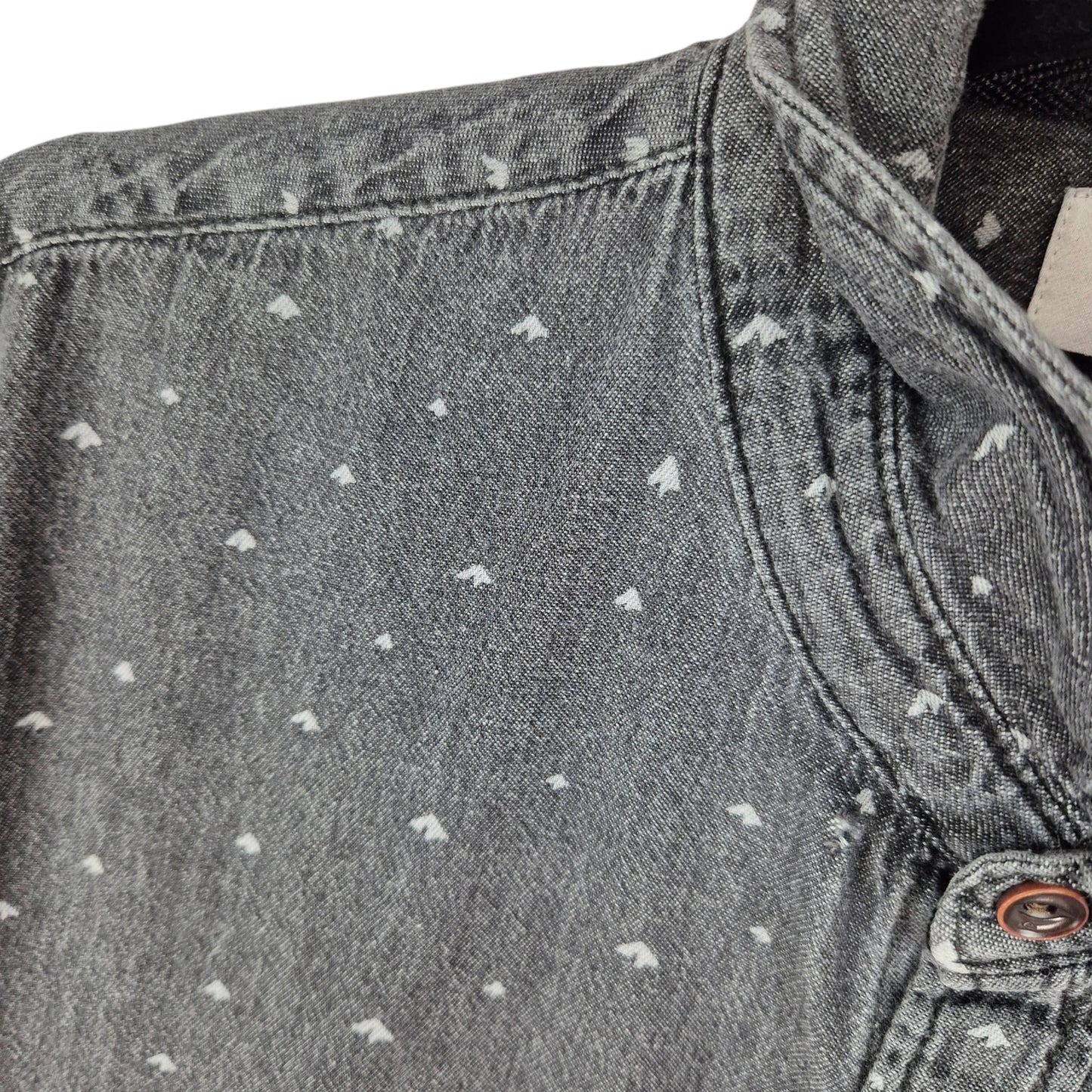 Quiksilver Dark Grey Slim Fit Short Sleeve Button Shirt Size S
