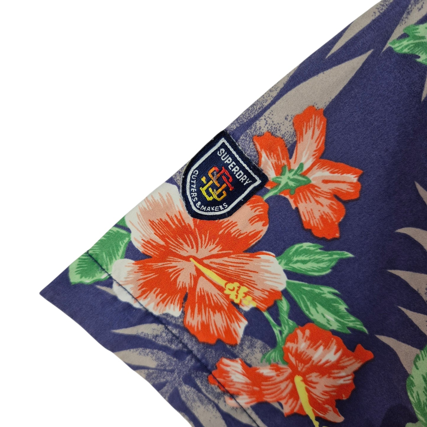 Superdry Dark Blue Slim Fit Floral Short Sleeve Button Shirt Size S