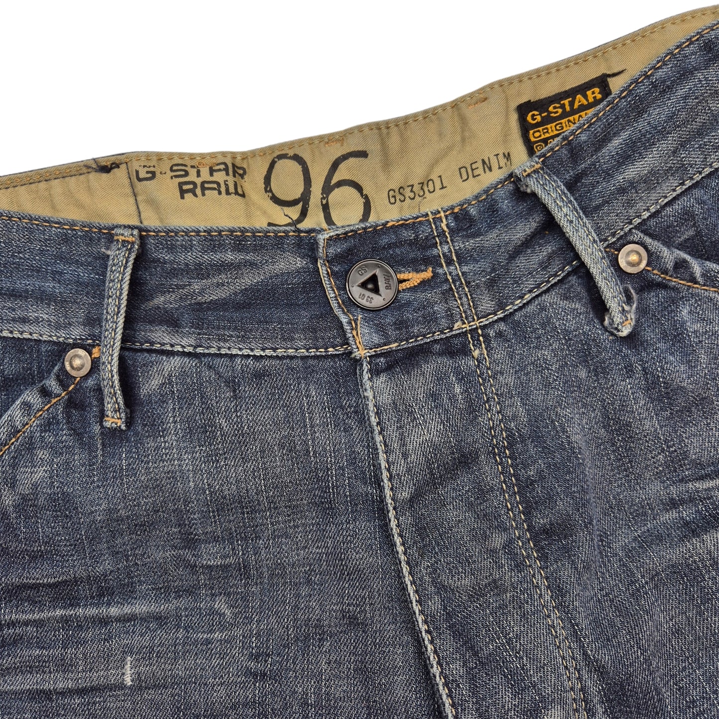 Vintage G Star Raw Jeans Dark Blue Heavy Cargo Denim W30
