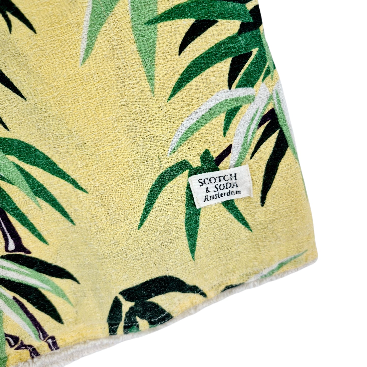 Scotch & Soda Yellow Cotton & Linen Short Sleeve Button Shirt Size M