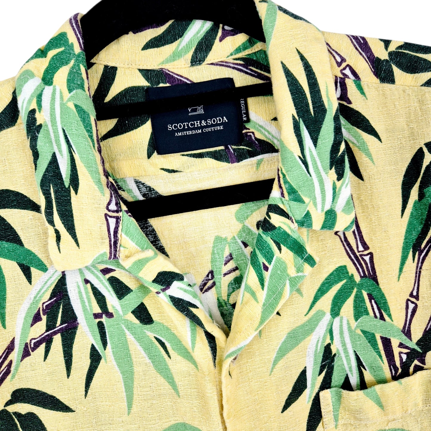 Scotch & Soda Yellow Cotton & Linen Short Sleeve Button Shirt Size M