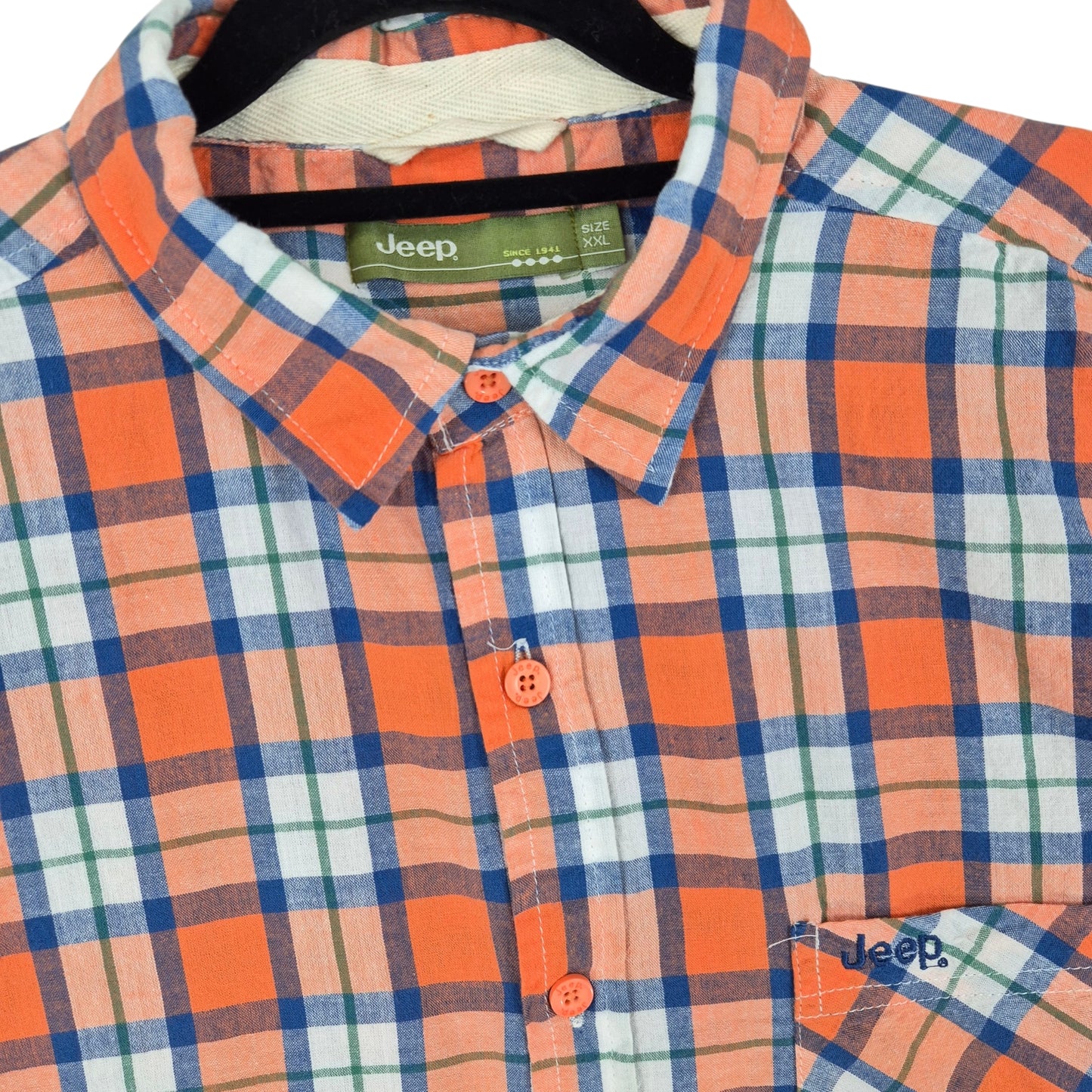 Jeep Orange Textured Short Sleeve Button Shirt Size 2XL