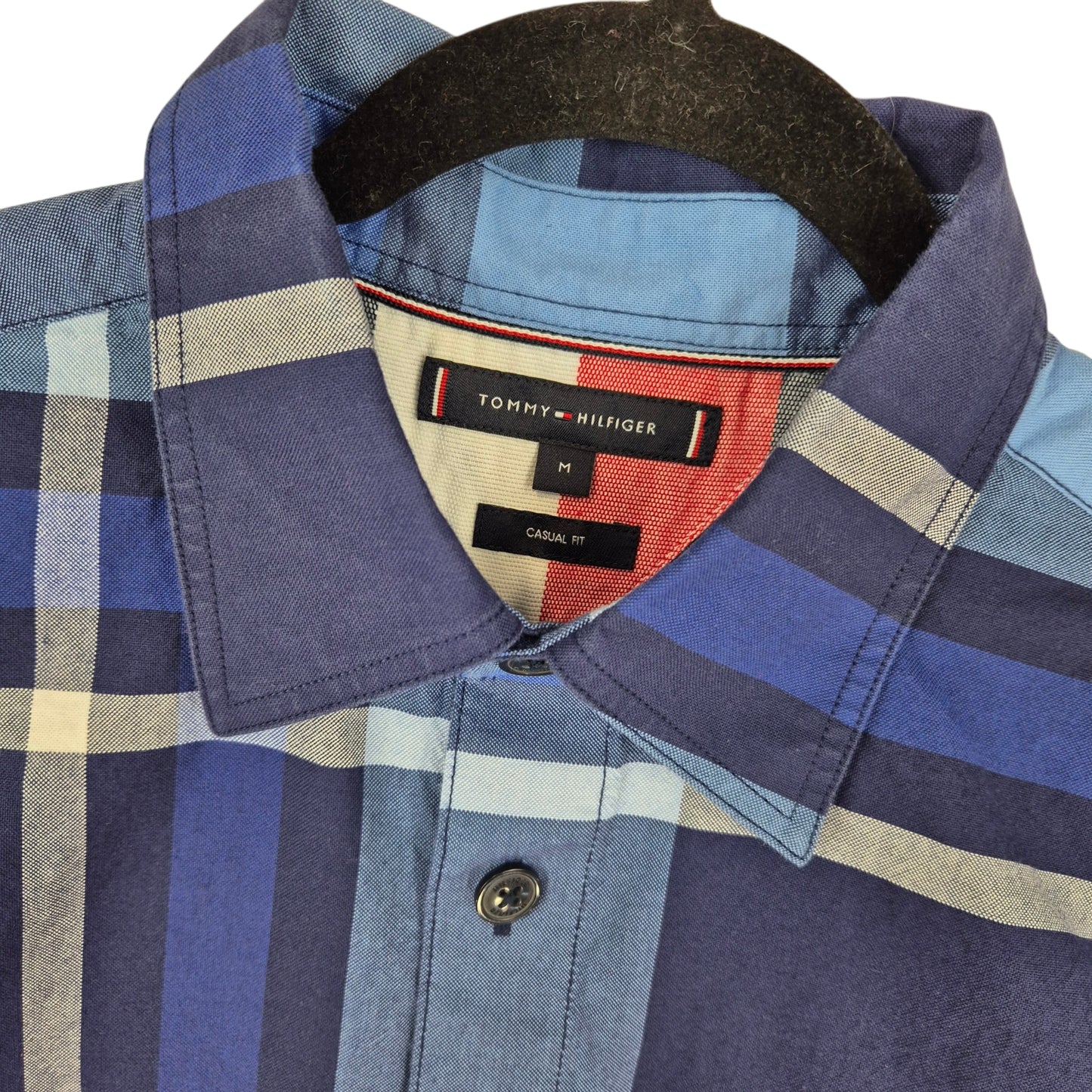 Tommy Hilfiger Blue Checkered Casual Fit Long Sleeve Button Shirt Size M