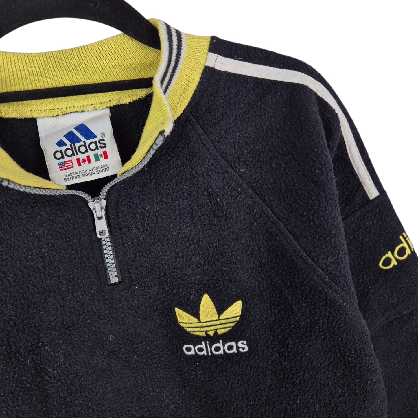 Vintage Adidas 90's Black Quarter Zip Fleece Jumper Size S