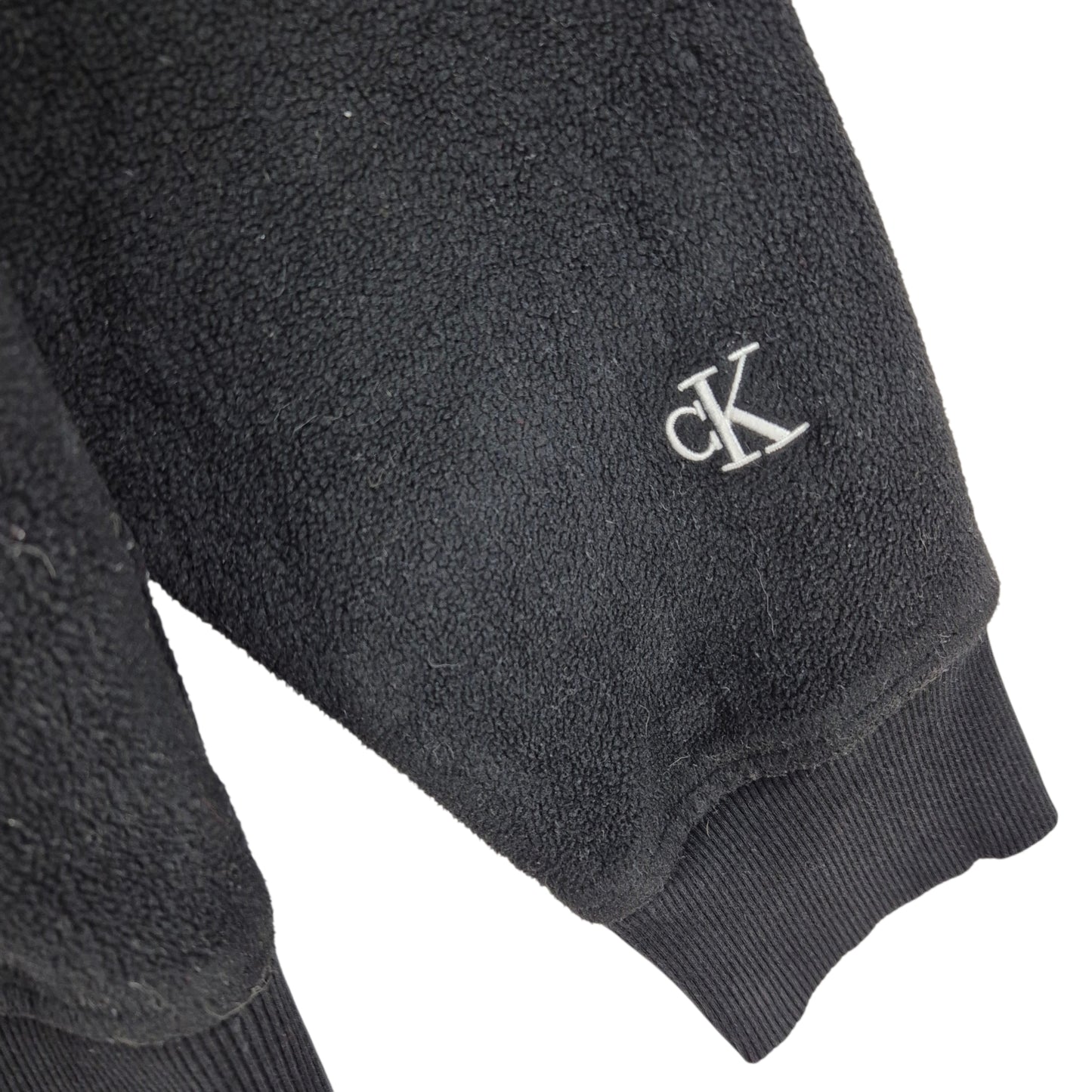 Calvin Klein Black Embroidered Crewneck Fleece Jumper Size M