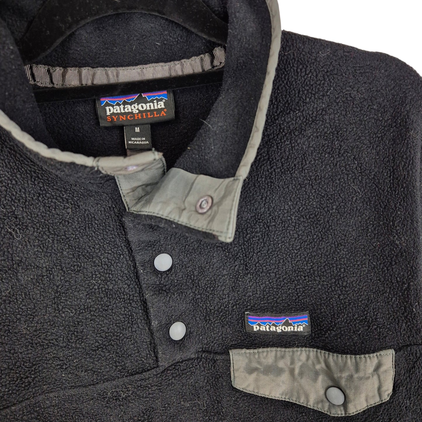 Patagonia Black Quarter Button Fleece Jumper Size M