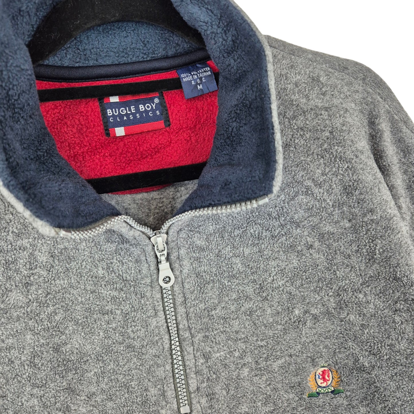Vintage Bugle Boy 90's Grey Quarter Zip Fleece Jumper Size M