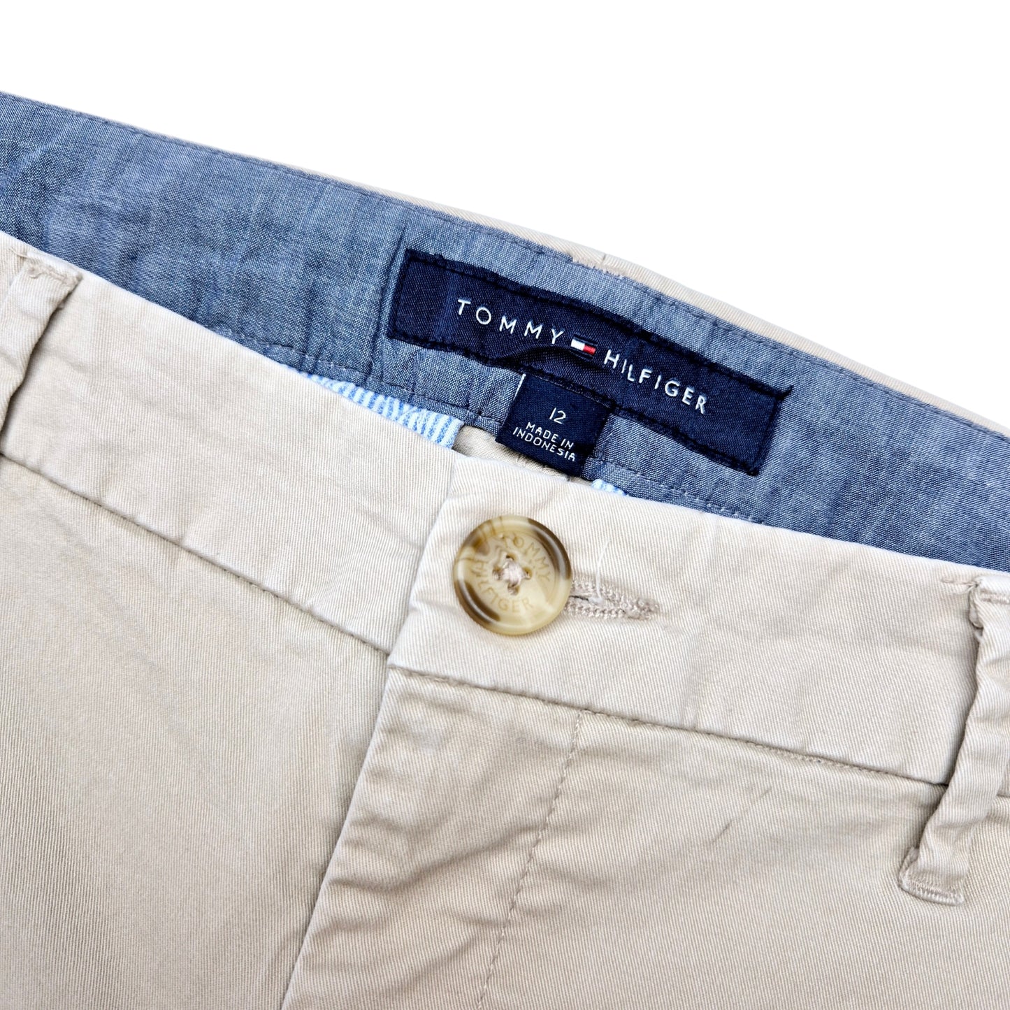 Tommy Hilfiger Womens Cream Brown Tapered Chino Pants W34