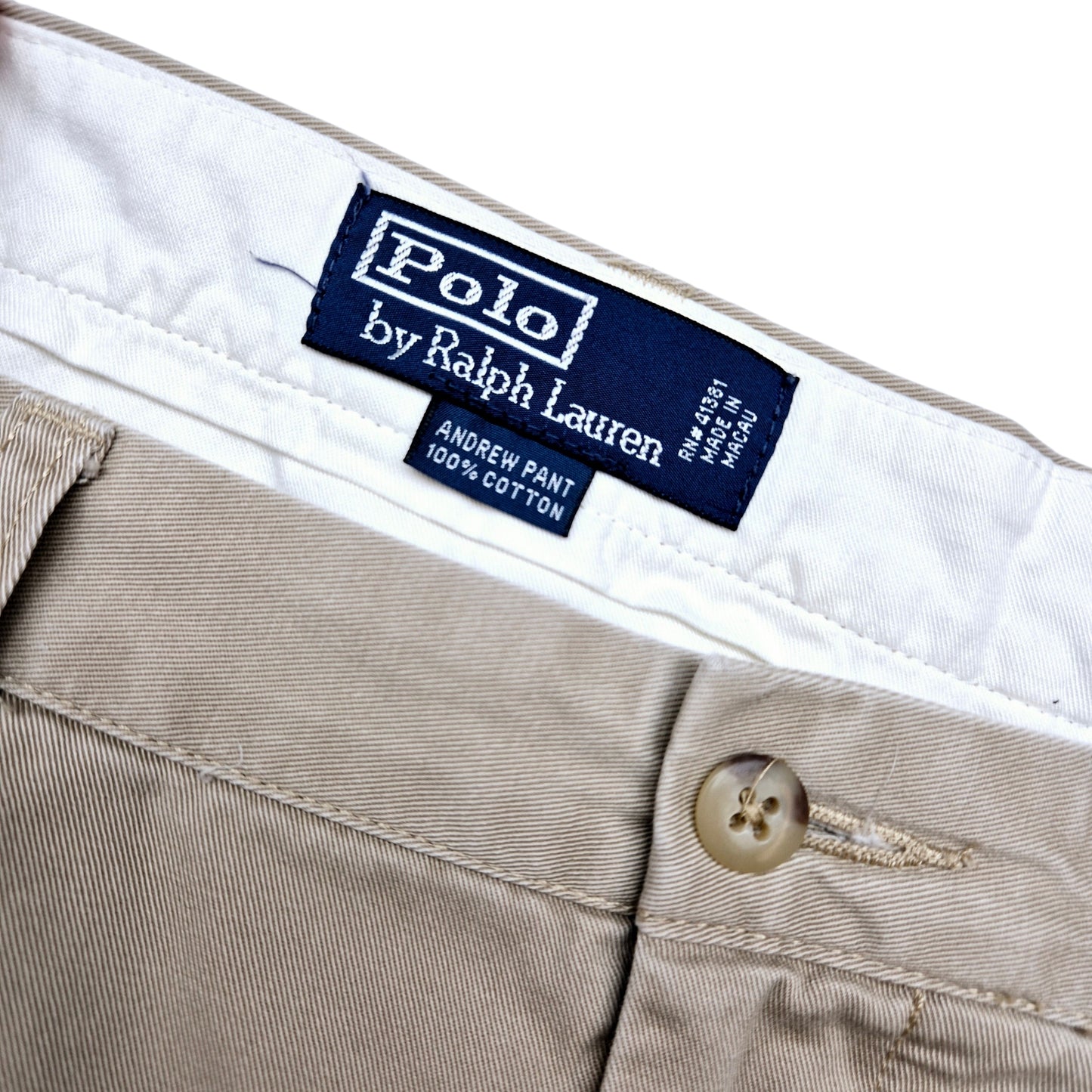 Vintage Polo Ralph Lauren 90's Light Brown Andrew Chino Pants W34