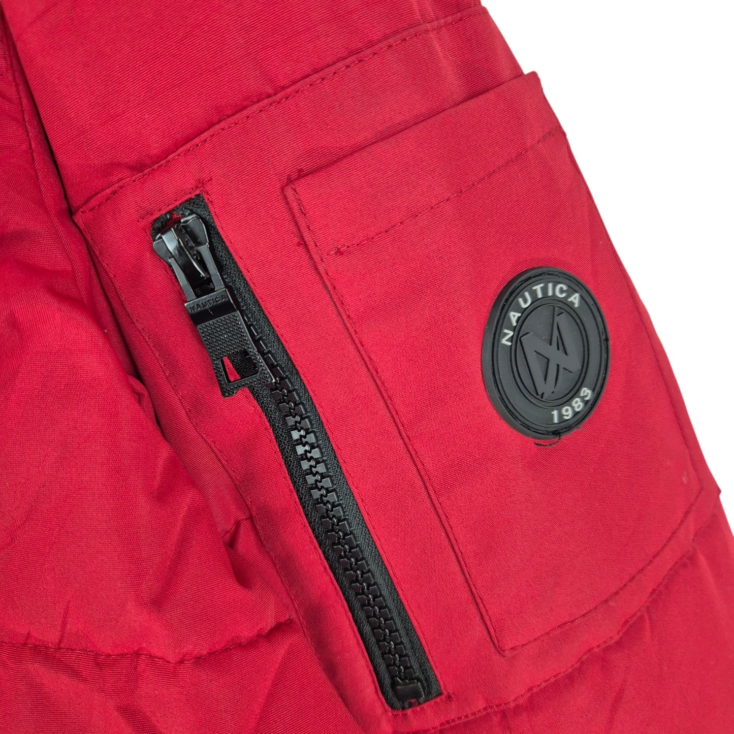 Nautica Red Heavy Quilted Nylon Jacket Size S