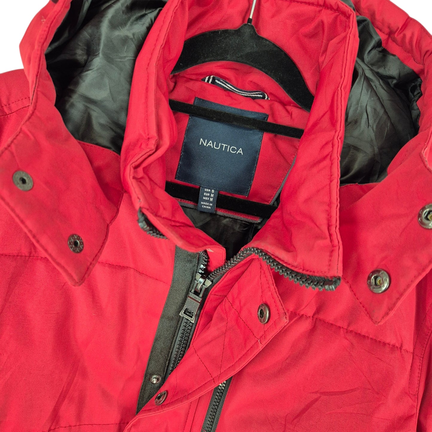 Nautica Red Heavy Quilted Nylon Jacket Size S