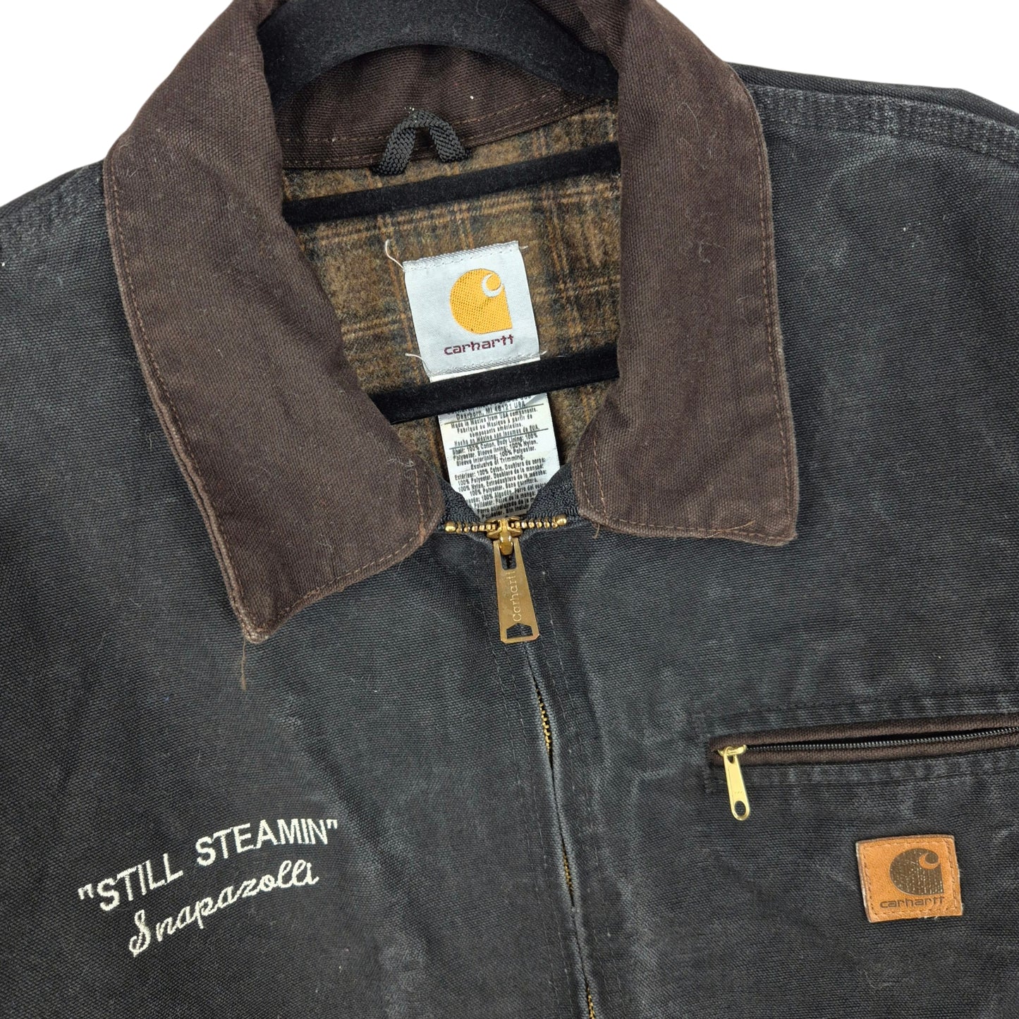 Vintage Carhartt 90's Jackson Lodge Black Heavy Denim Jacket Size XL
