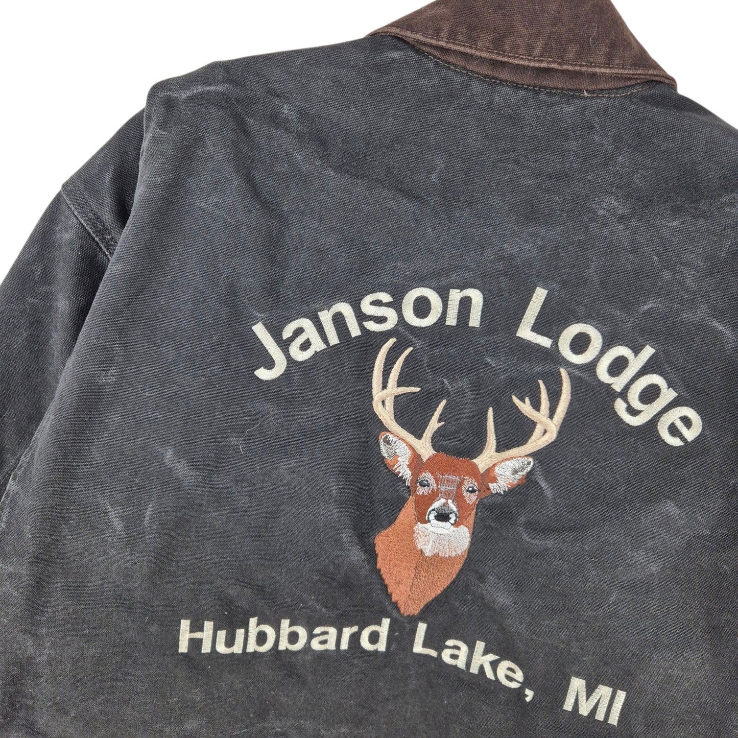 Vintage Carhartt 90's Jackson Lodge Black Heavy Denim Jacket Size XL