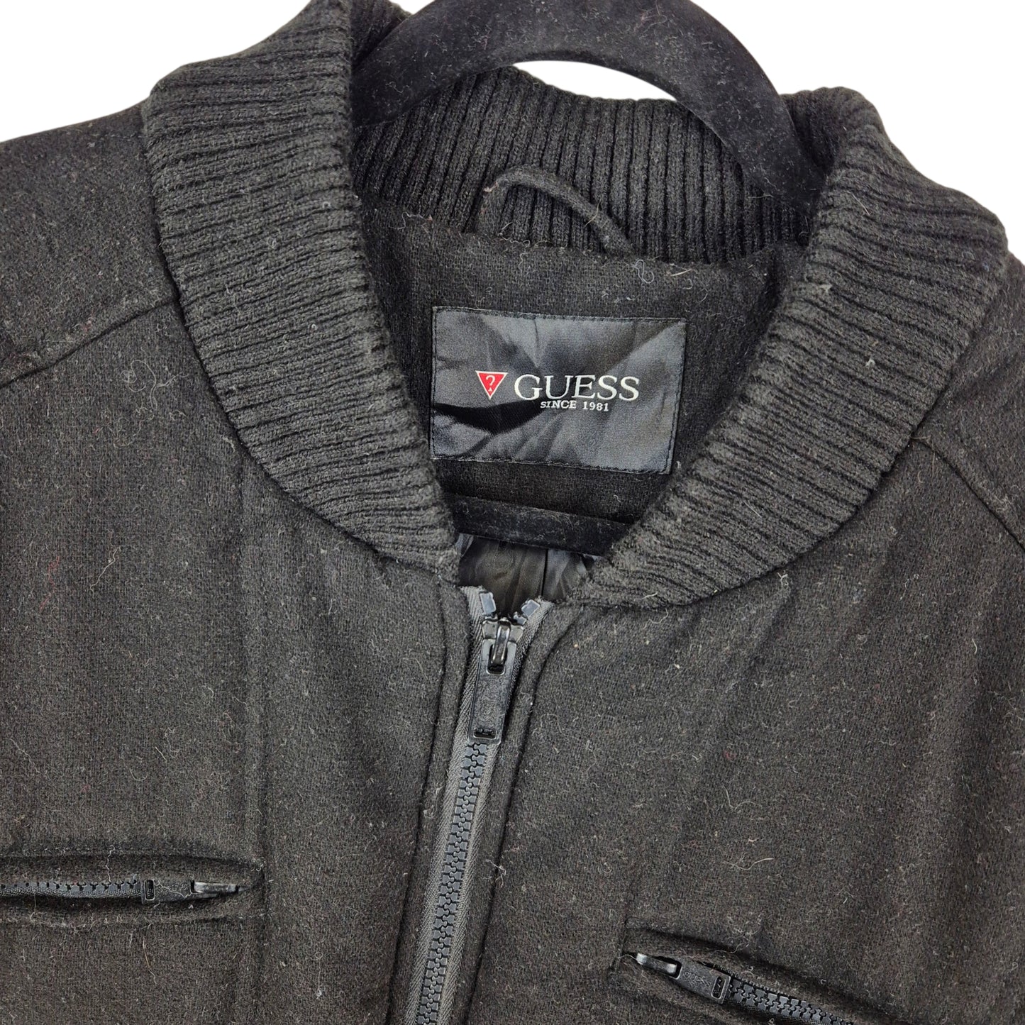 Guess Black Quilted Bomber Jacket Size 2XL