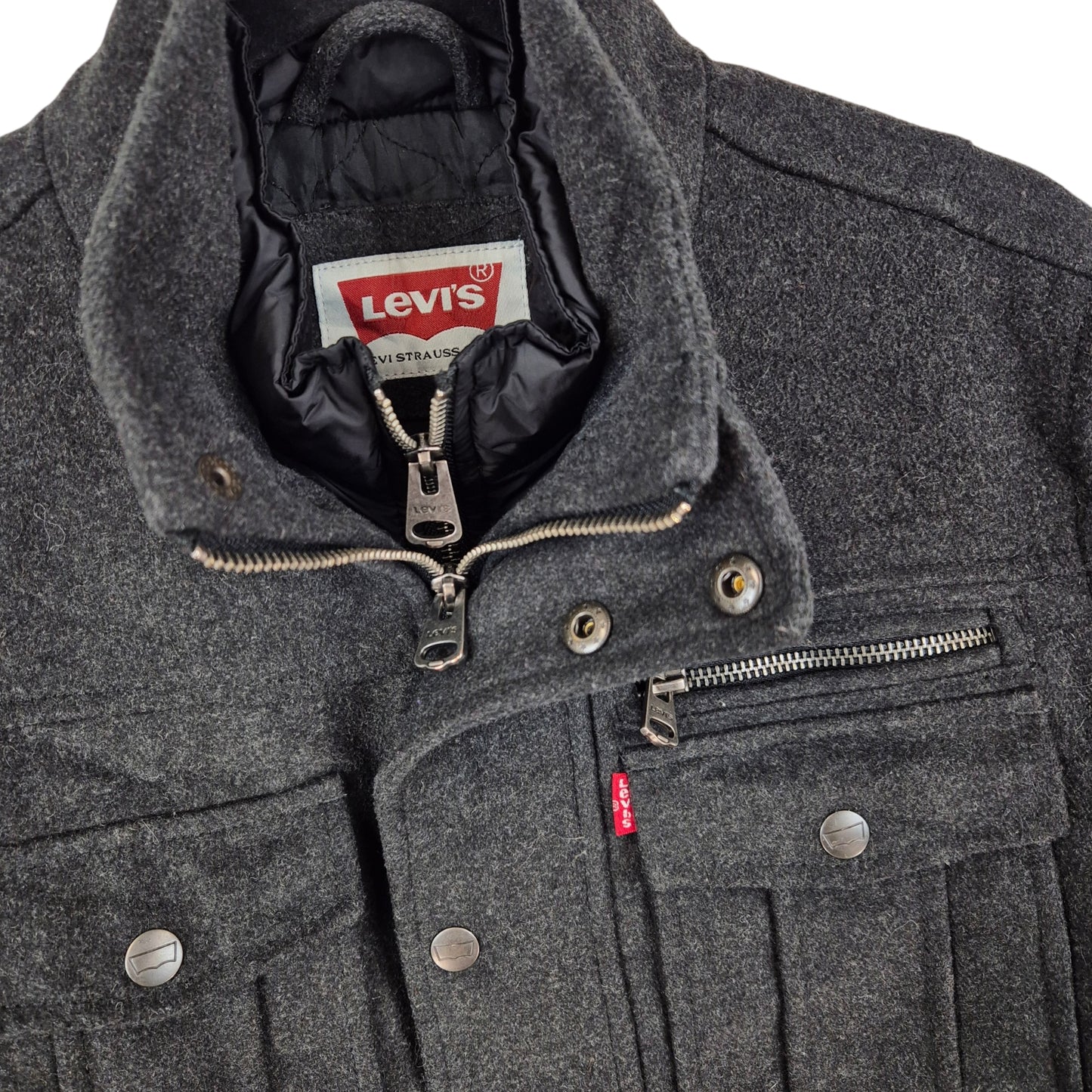 Levis Dark Grey Heavy Quilted Jacket Size S