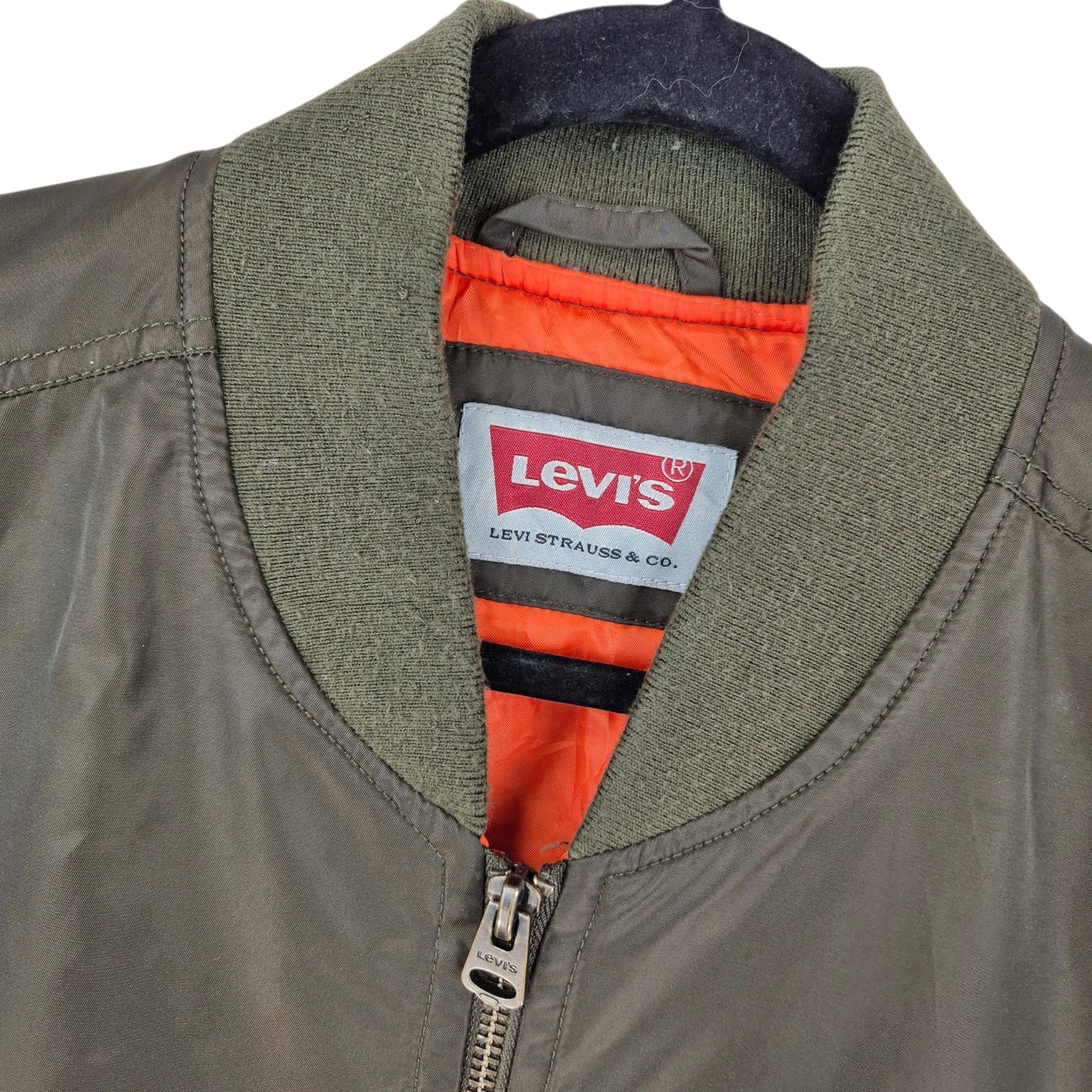 Levis Olive Green Quilted Nylon Bomber Jacket Size XL