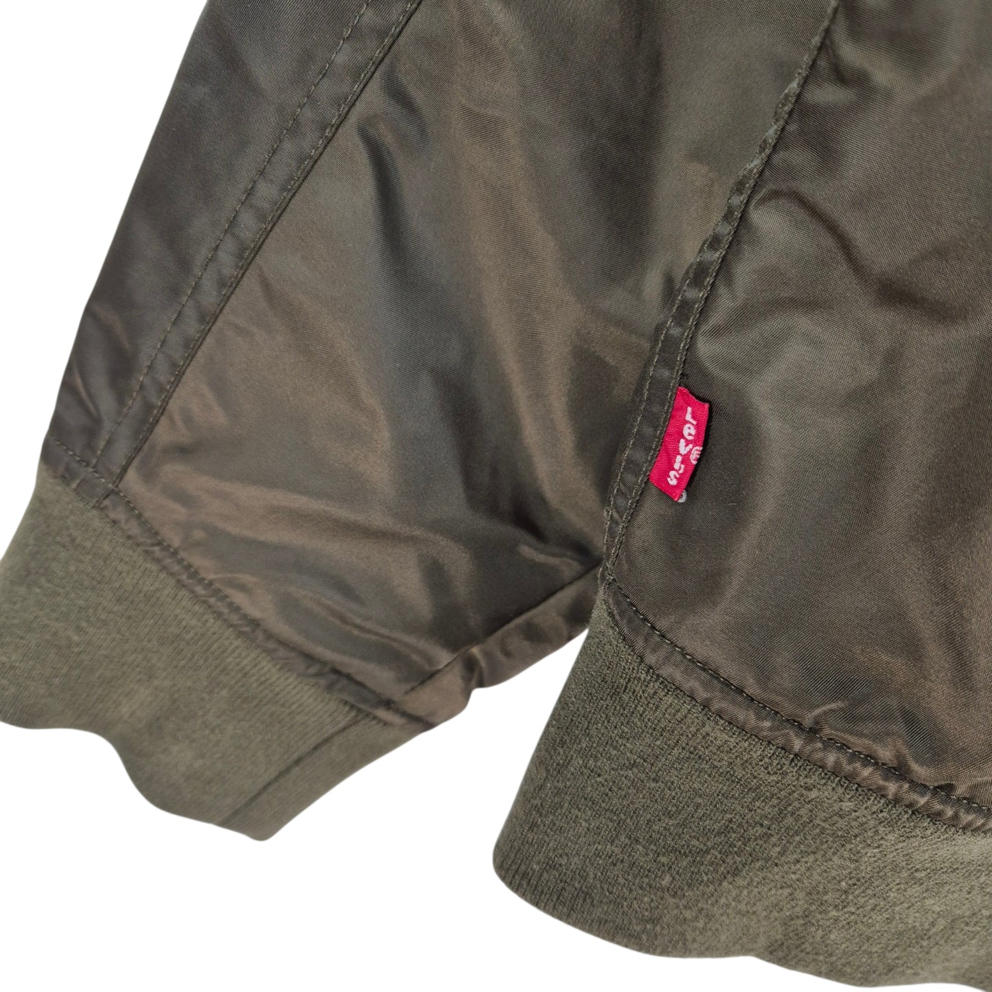 Levis Olive Green Quilted Nylon Bomber Jacket Size XL