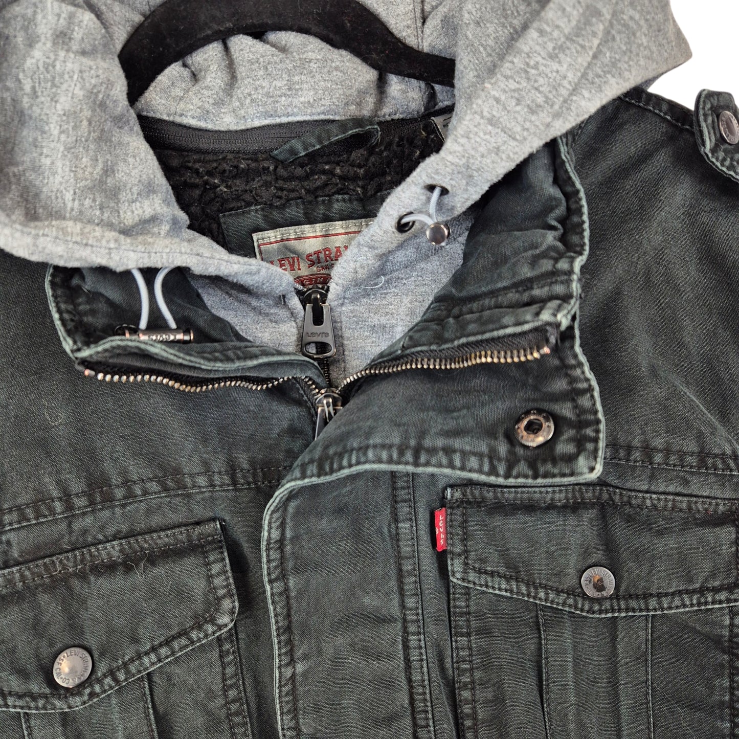 Levis Black Fleece Insulated Denim Jacket Size L