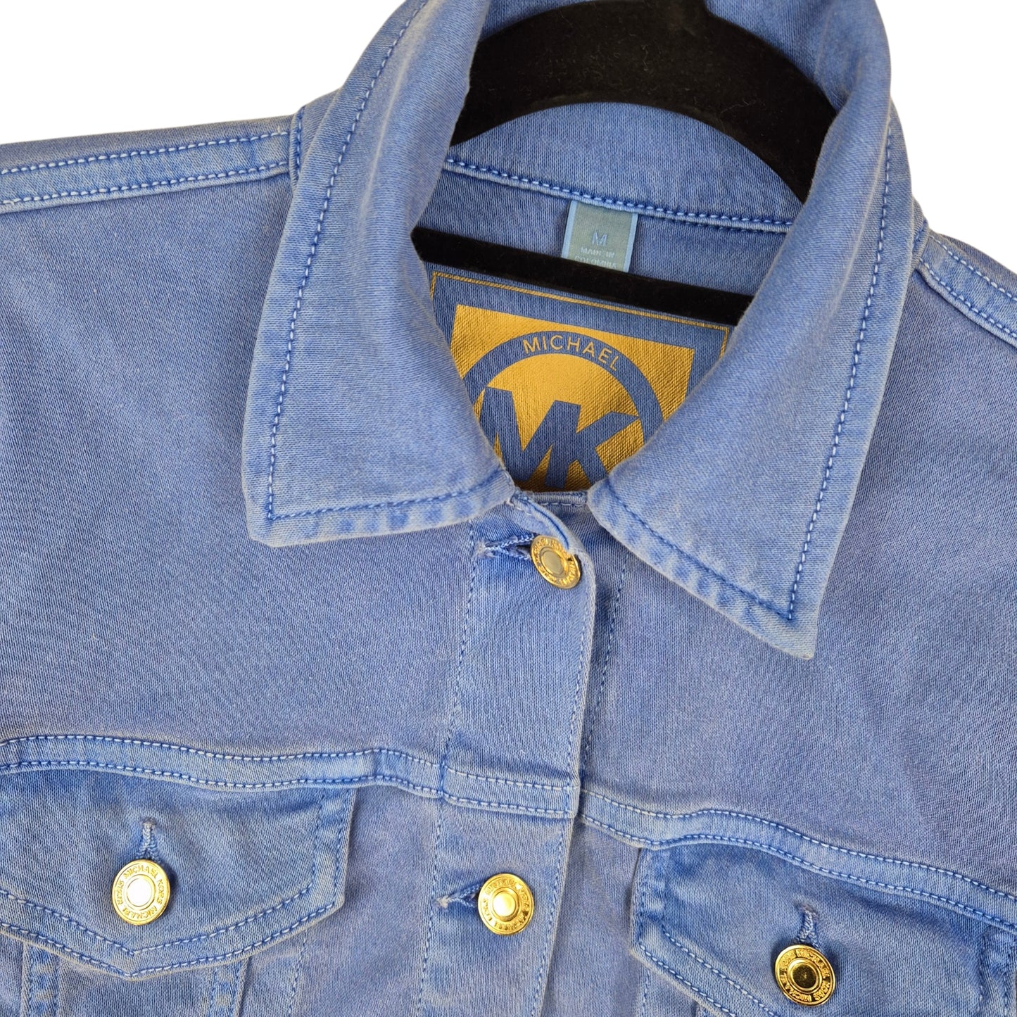 Michael Kors Womens Blue Stretch Denim Jacket Size M