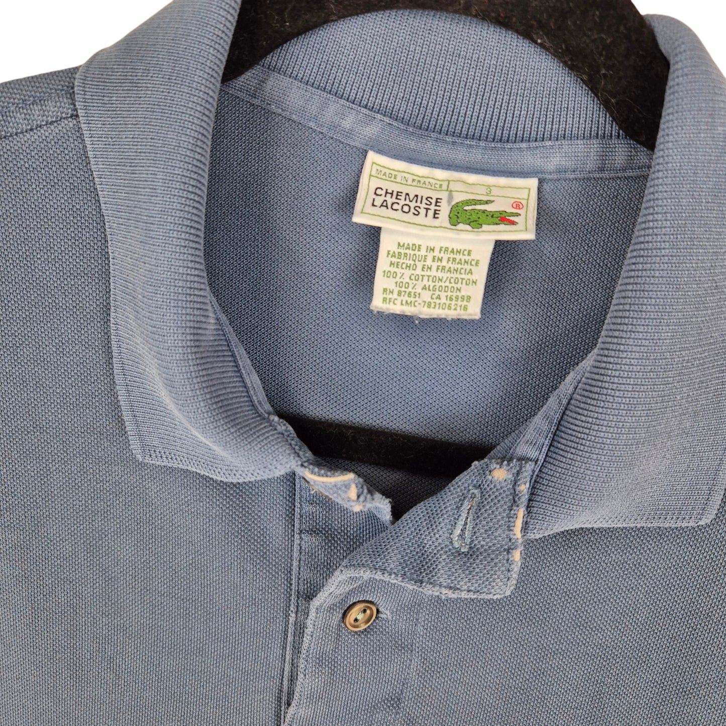 Vintage Lacoste 90's Steel Blue France Made Polo Shirt Size S