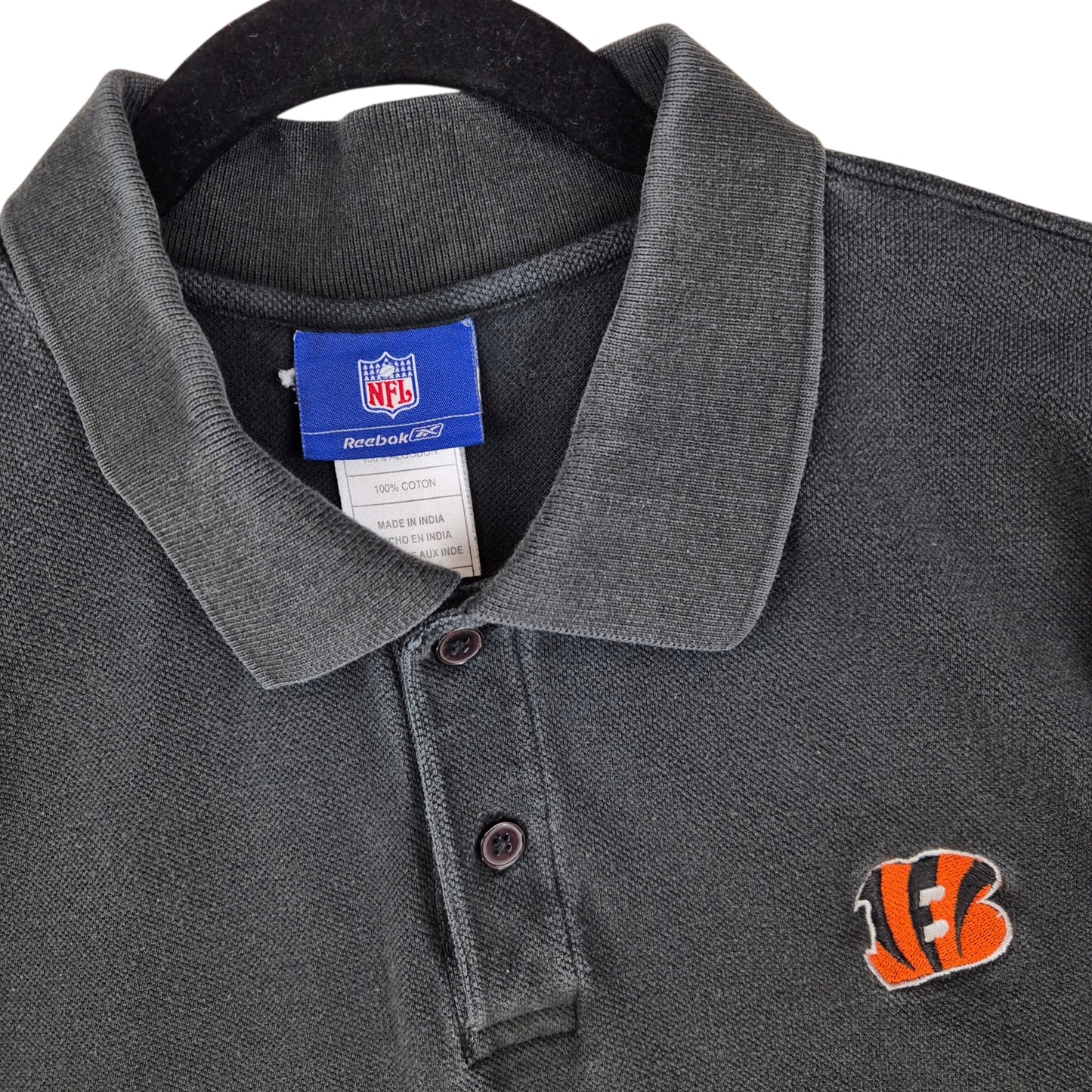 Reebok NFL Cincinnati Bengals Black Polo Shirt Size L