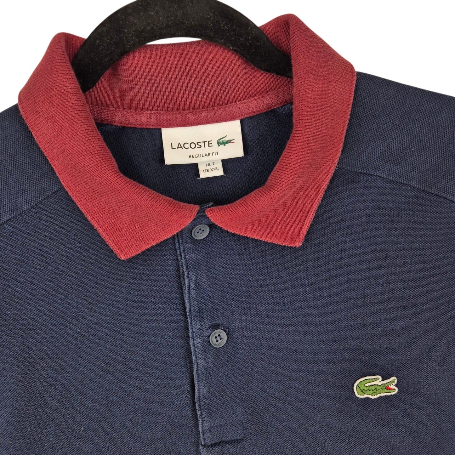 Lacoste Blue White & Burgundy Polo Shirt Size 2XL