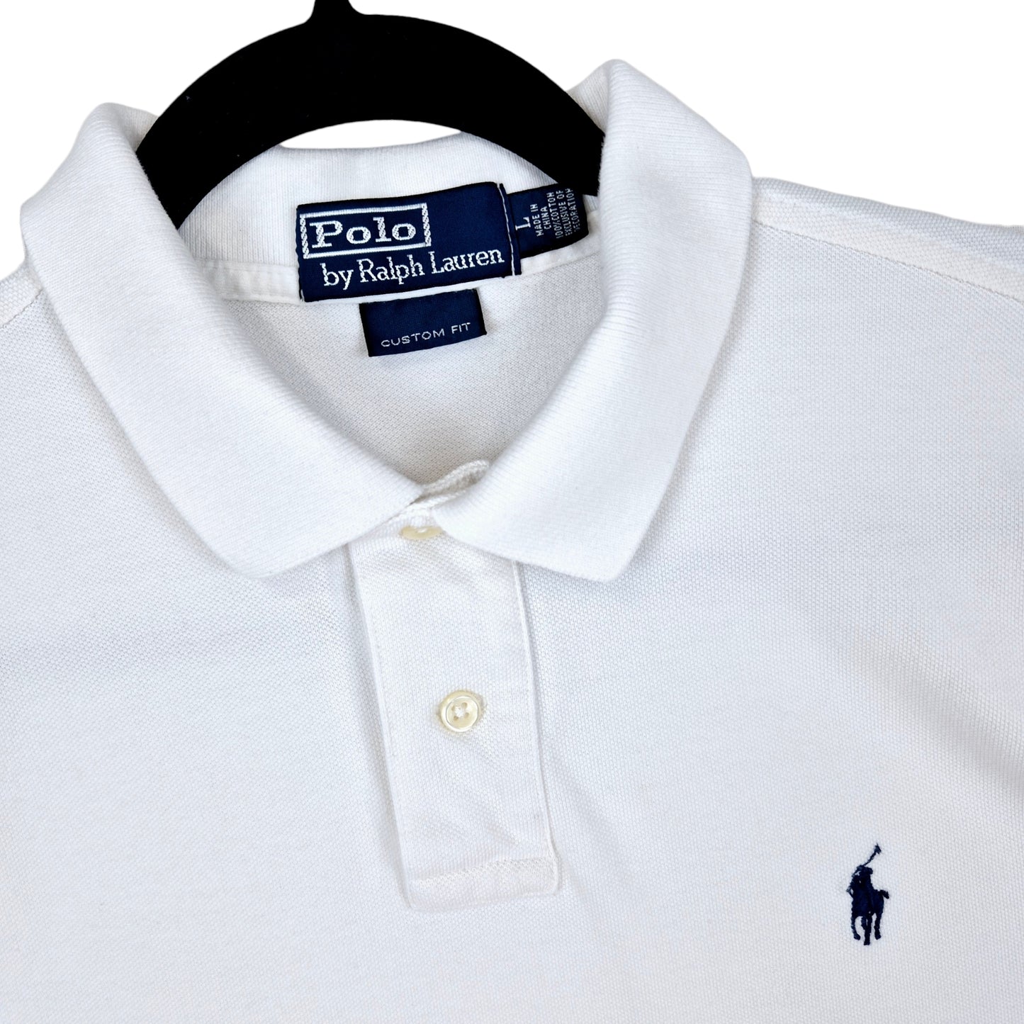 Vintage Polo Ralph Lauren 90's White Custom Fit Polo Shirt Size L
