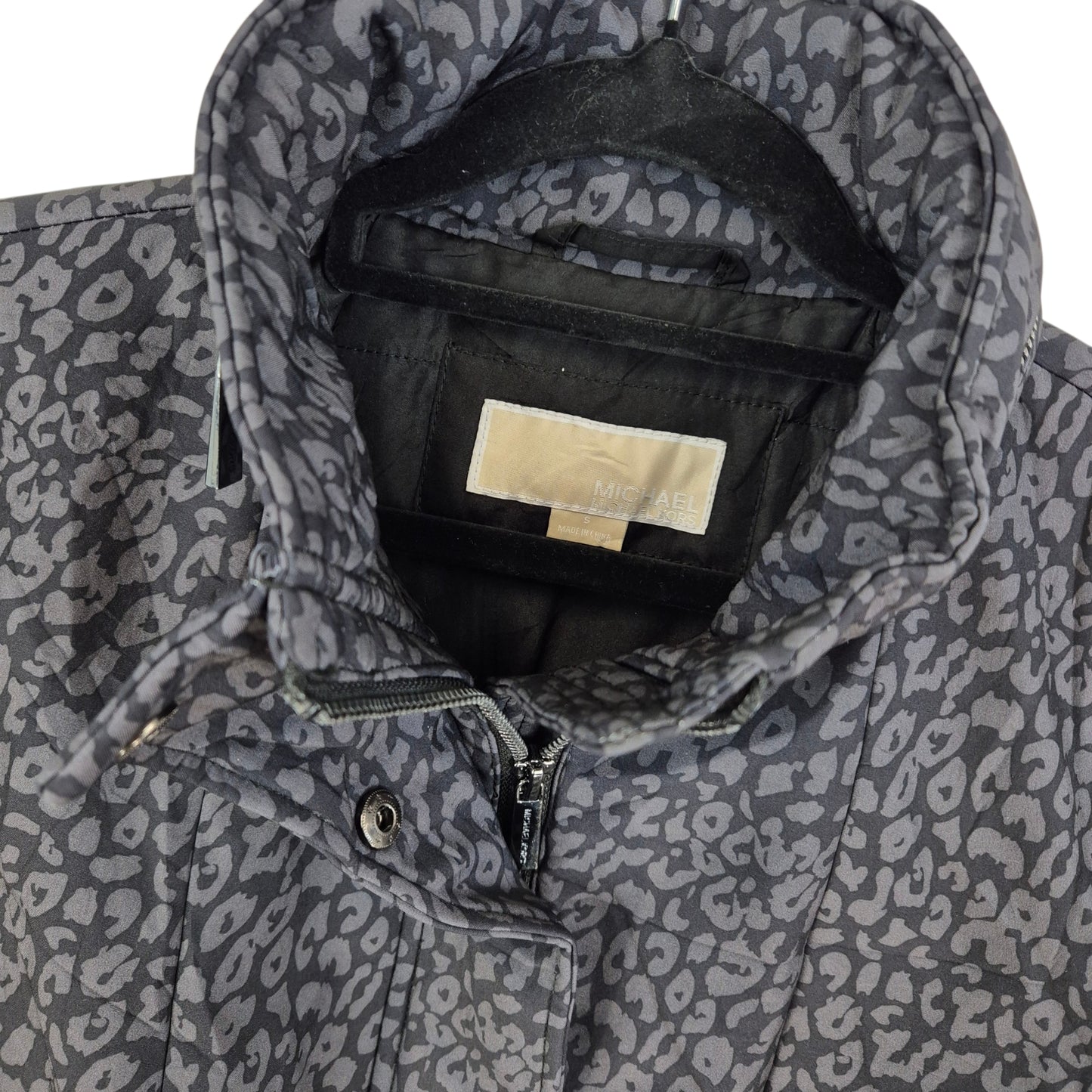 Michael Kors Womens Black Leopard Trench Coat Jacket Size S