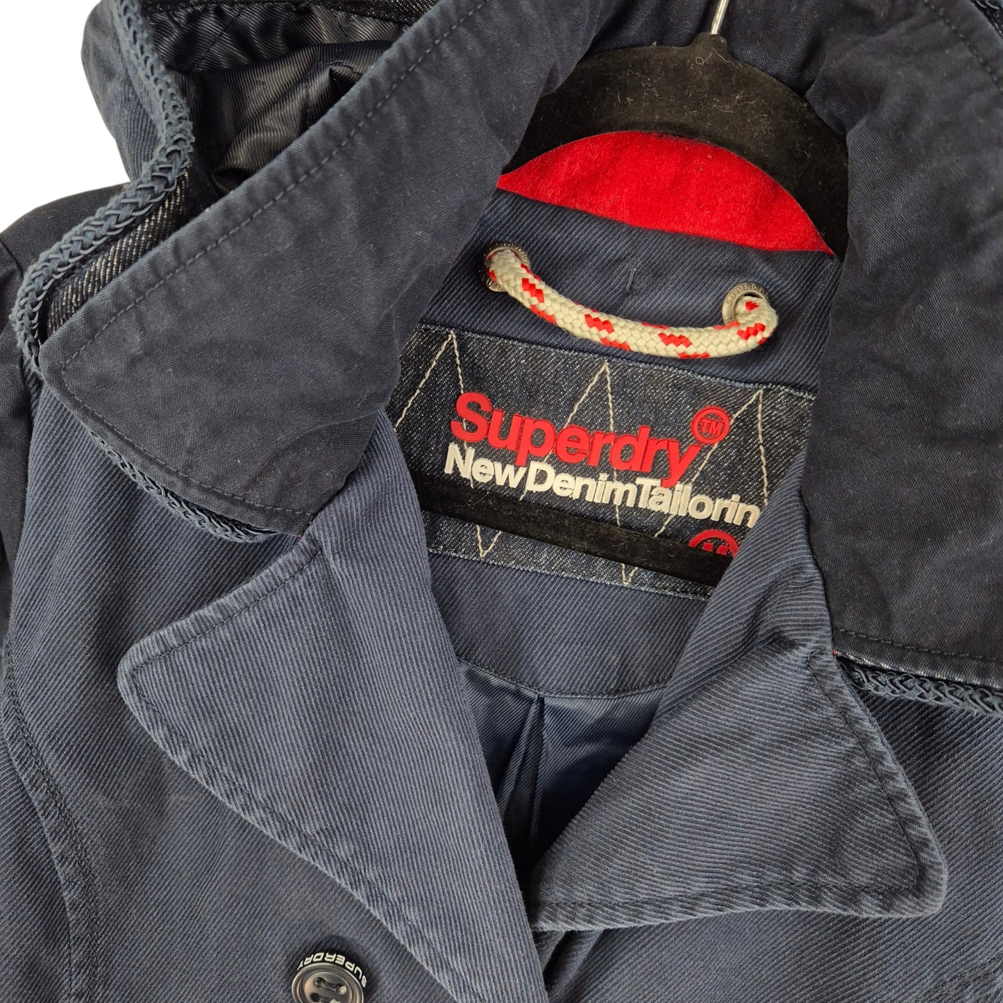 Superdry Dark Blue Button Denim Jacket Size M