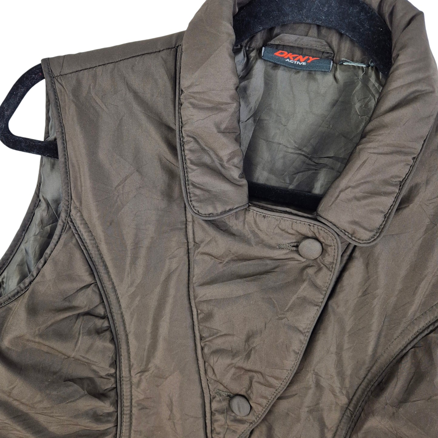 DKNY Active Womens Brown Padded Vest Size L