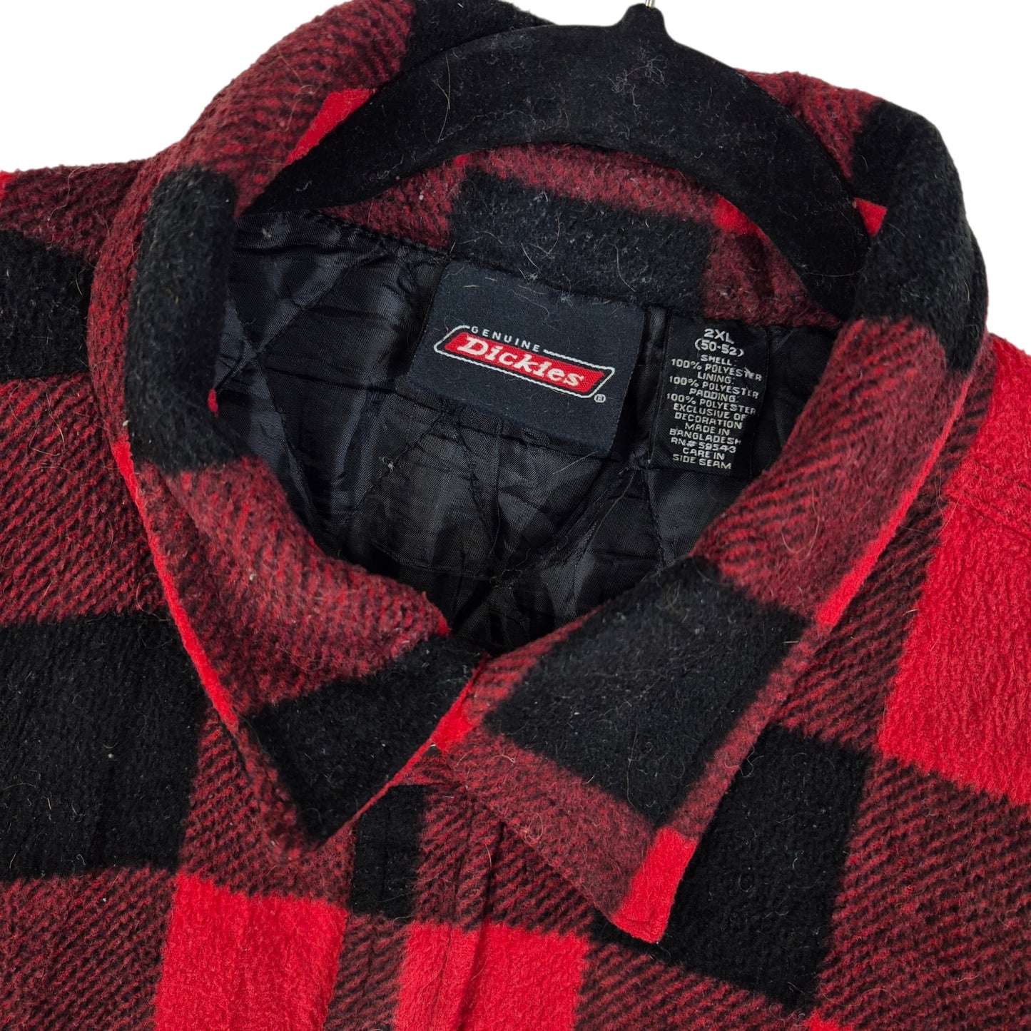 Dickies Black & Red Checkered Quilted Fleece Button Jacket Size 2XL