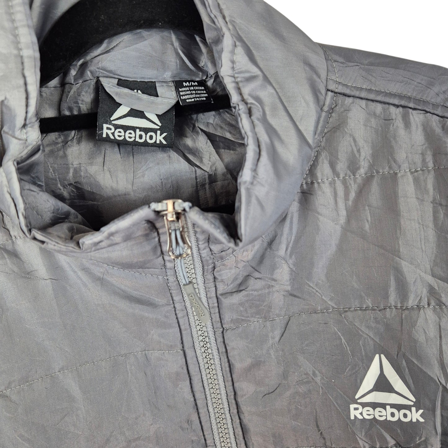 Reebok Grey Padded Windbreaker Jacket Size M