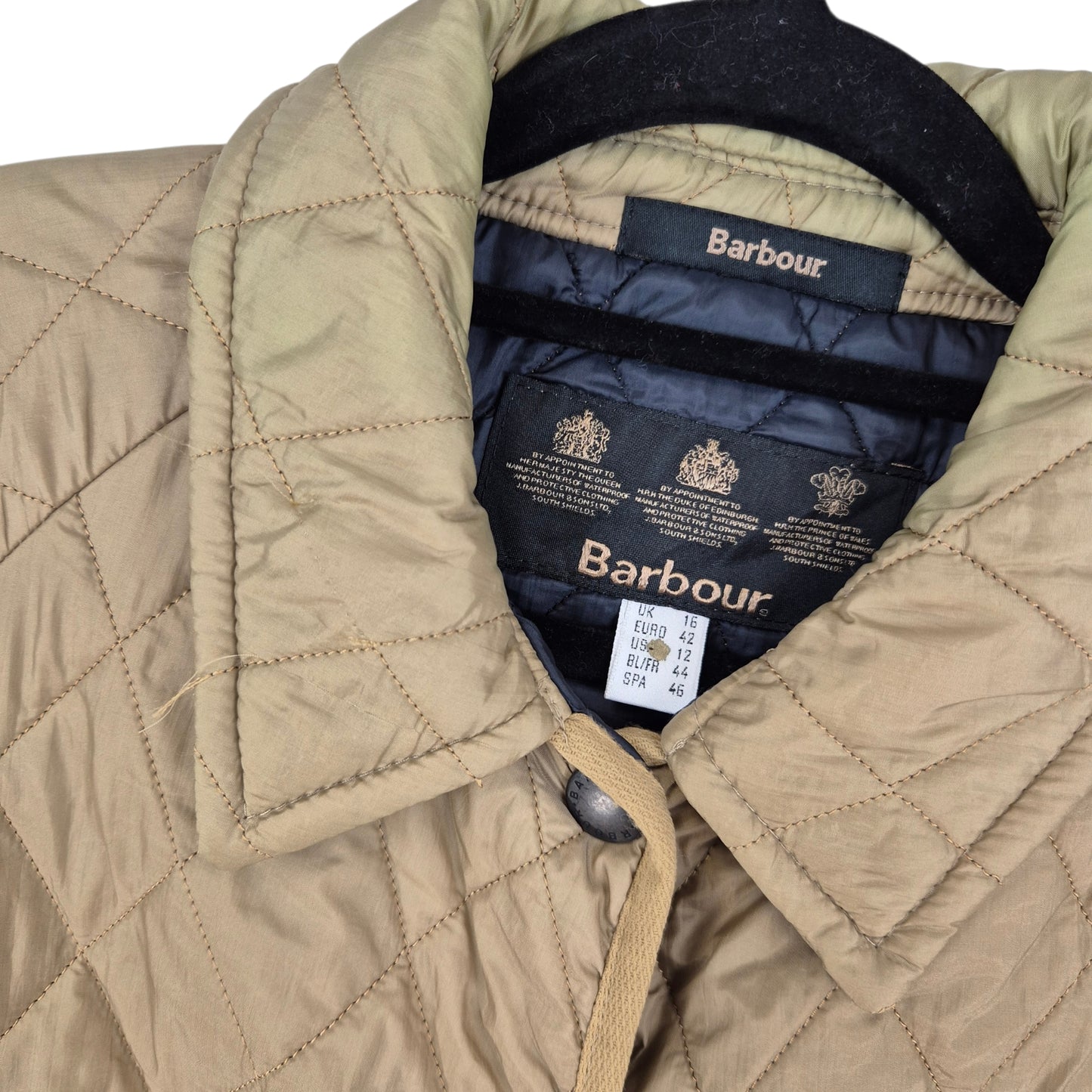 Barbour Womens Light Brown Padded Button Jacket Size XL