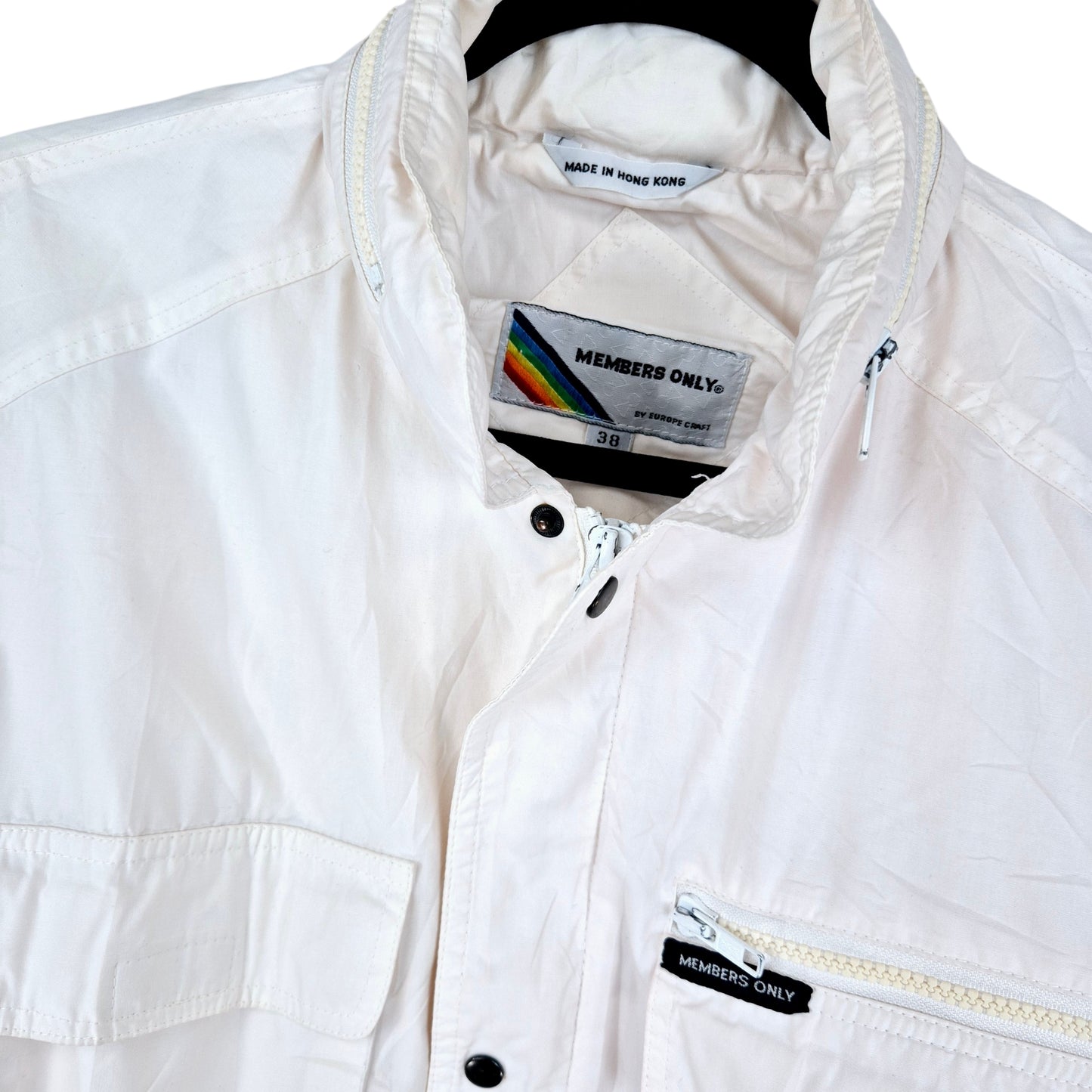 Vintage Members Only White Light Trench Coat Jacket Size S