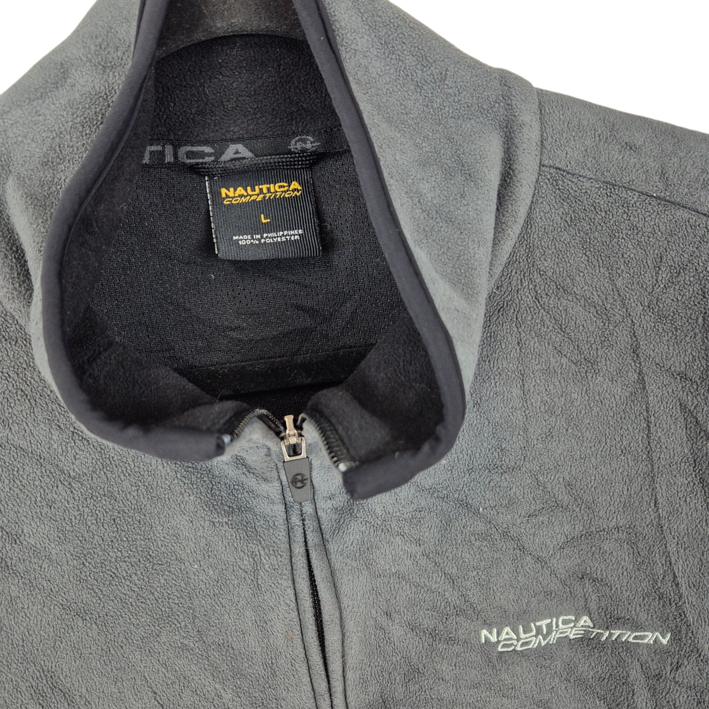 Vintage Nautica Competition Grey Fleece Zip Jumper Size L
