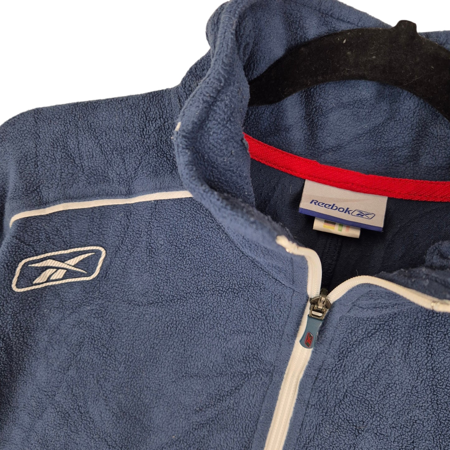 Vintage Reebok Dark Blue Quarter Zip Fleece Jumper Size L