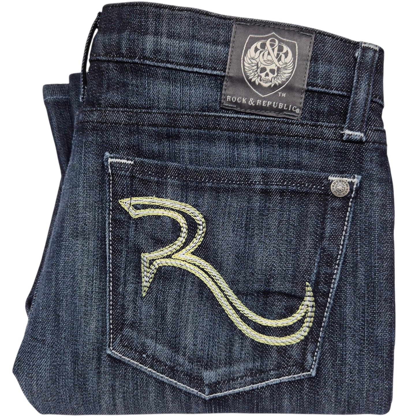 Rock & Republic Jeans Womens Dark Blue Low Waist Bootcut Denim W29