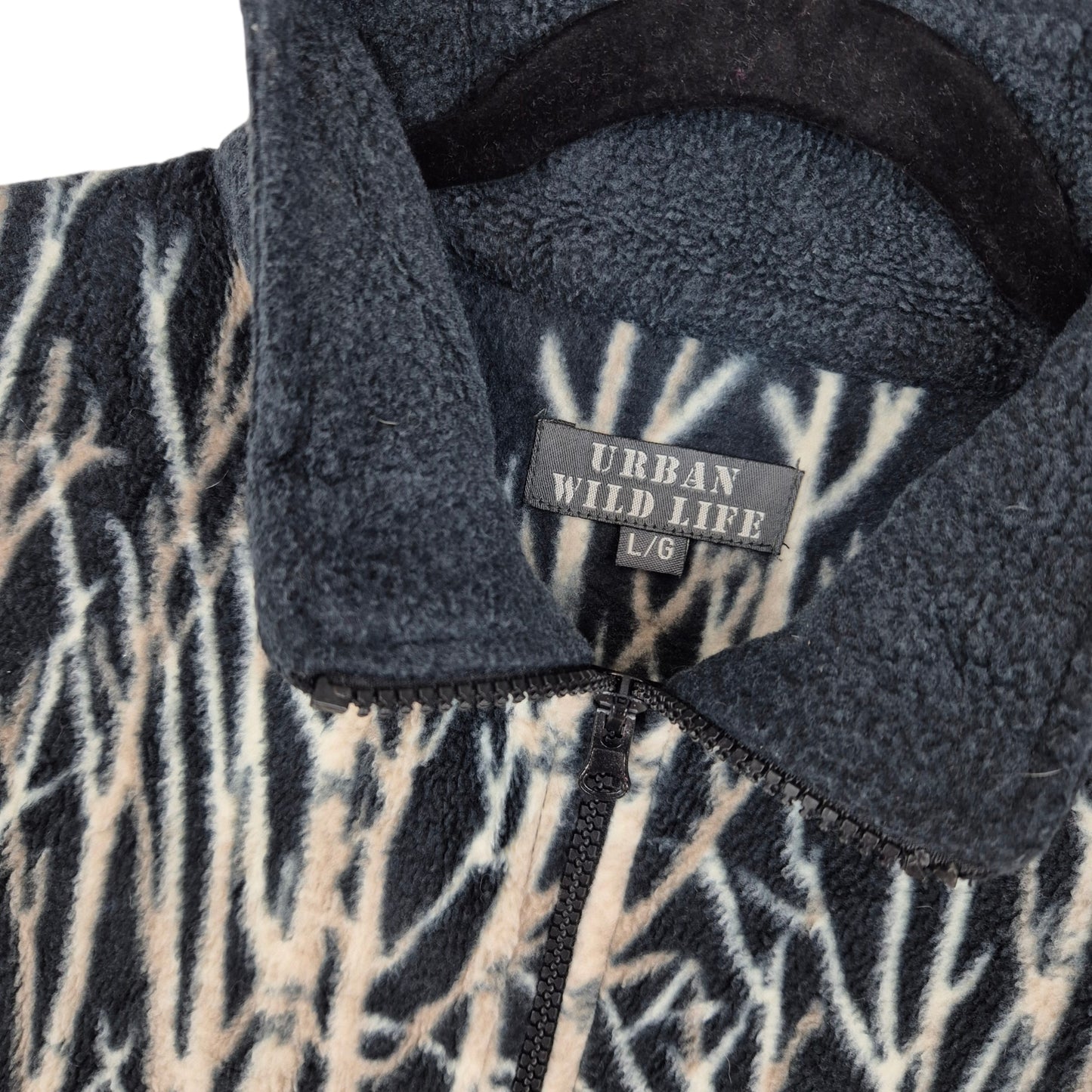 Urban Wildlife Black & White Fleece Zip Jumper Size L