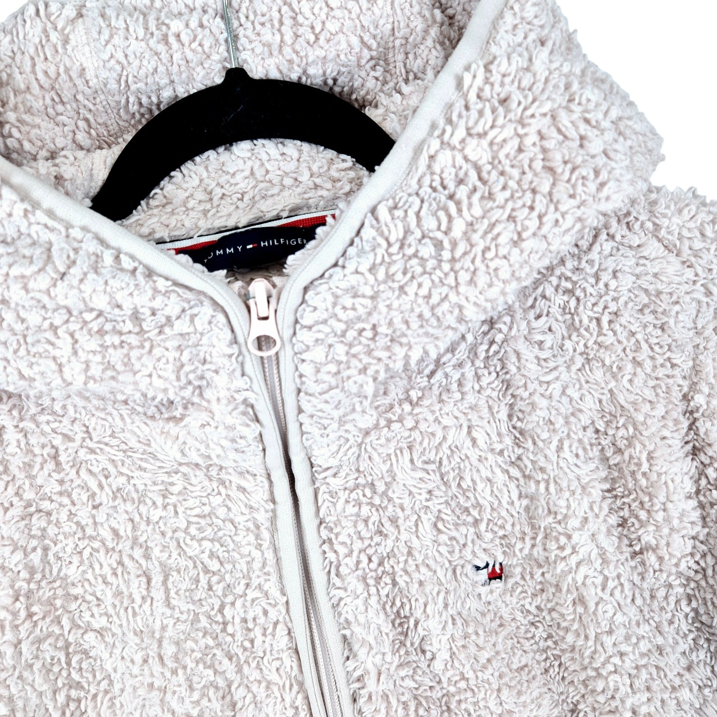 Tommy Hilfiger Womens Light Pink Fleece Zip Hoodie Size L