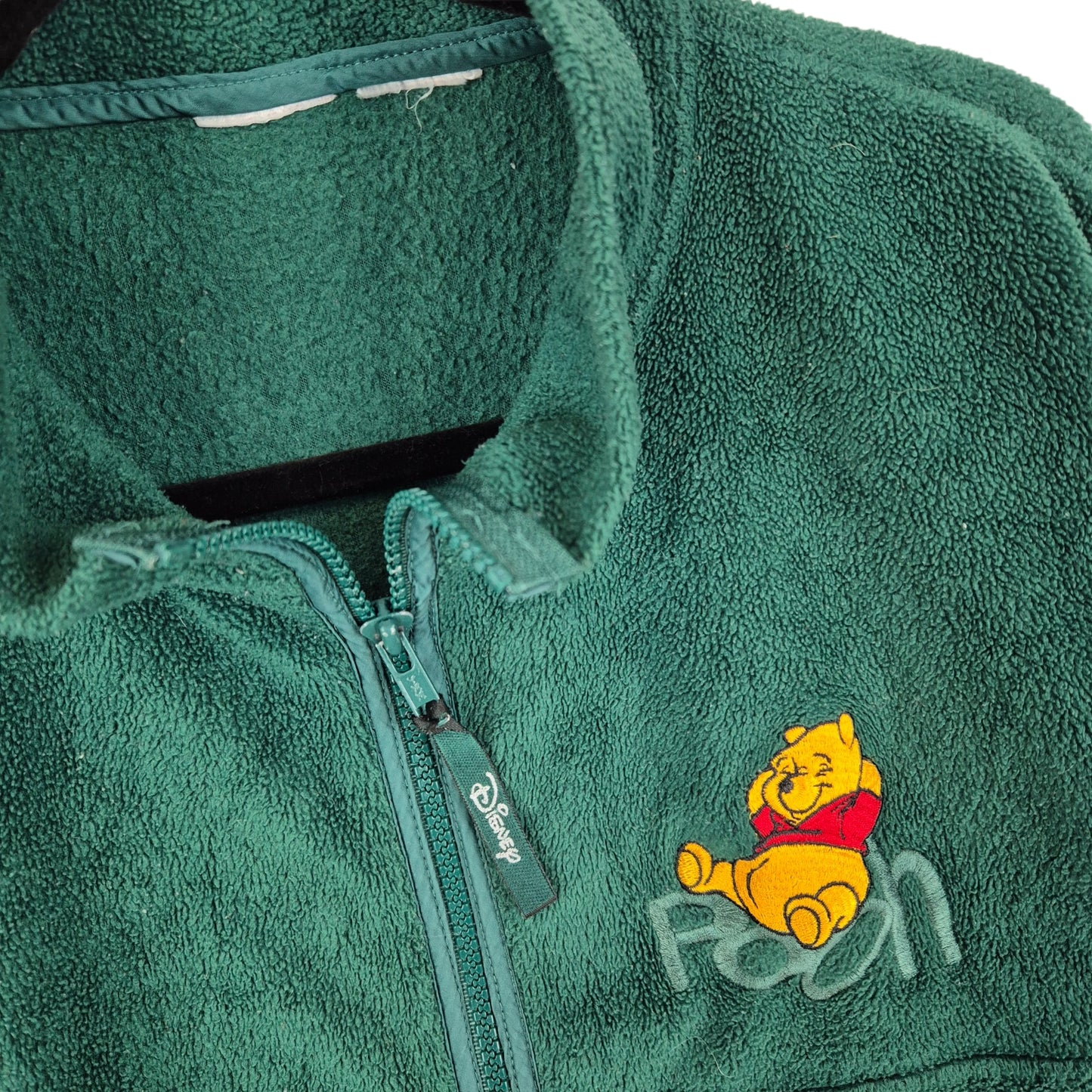 Vintage Disney Winnie The Pooh Green Fleece Zip Jumper Size L