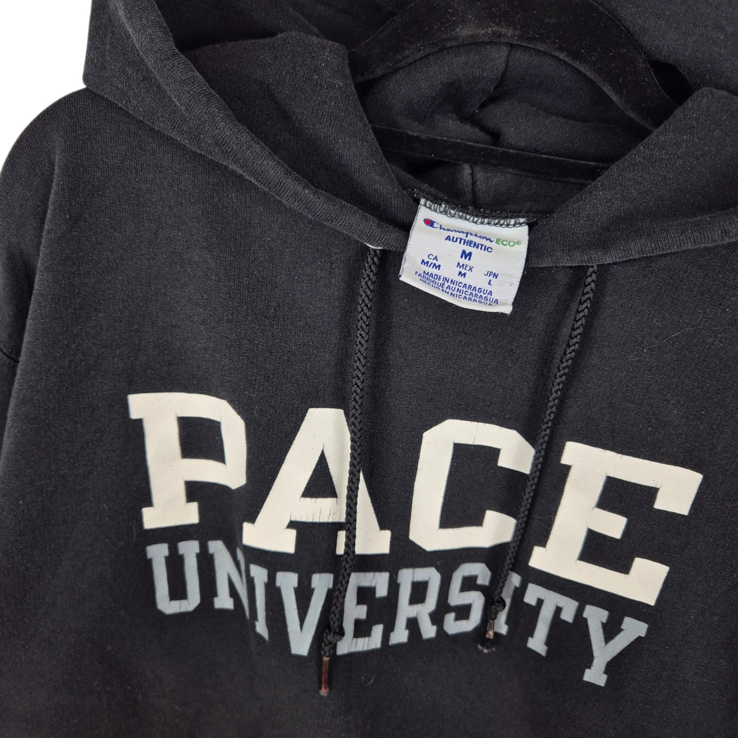 Champion Pace University NYC Black Hoodie Size M