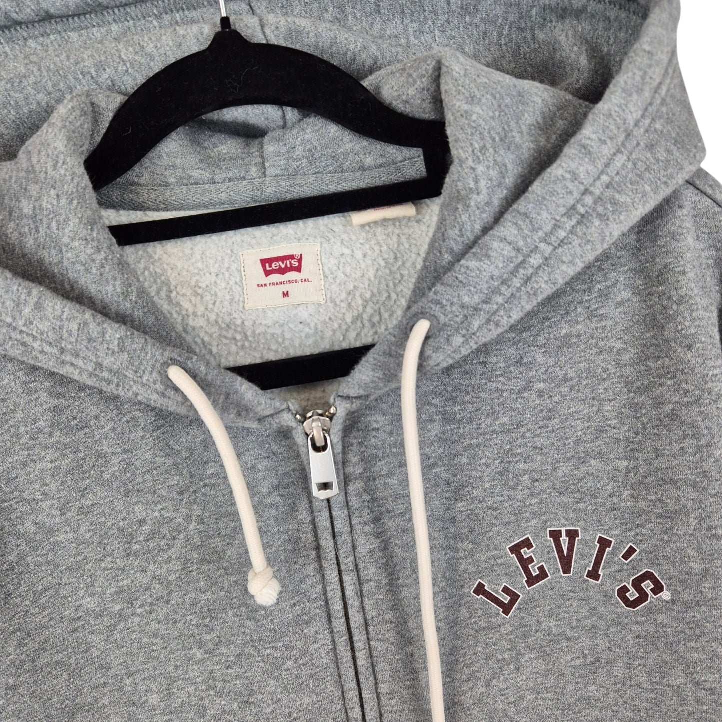 Levis Grey Fleece Zip Hoodie Size M