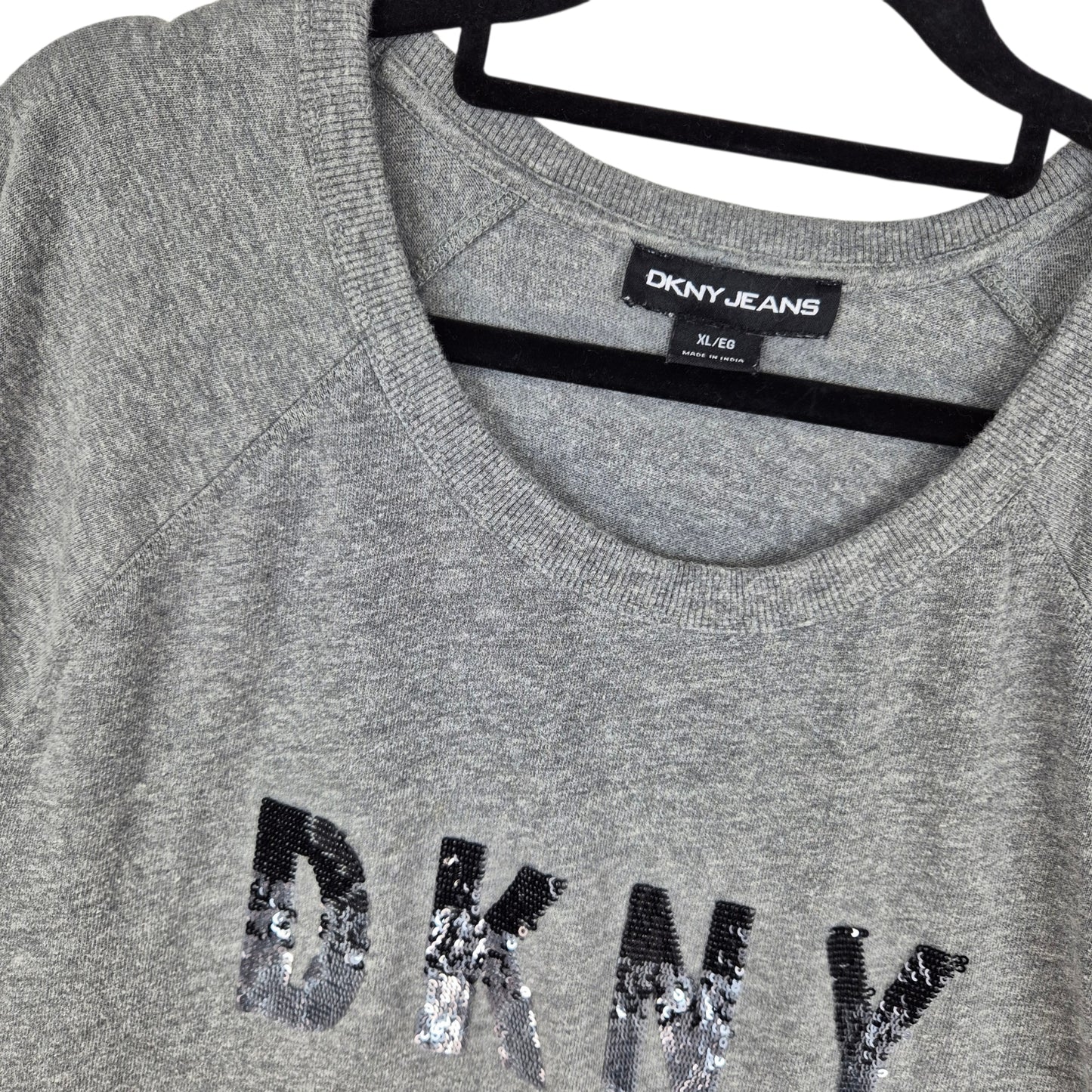 DKNY Jeans Womens Grey Sequin Sweater Size XL