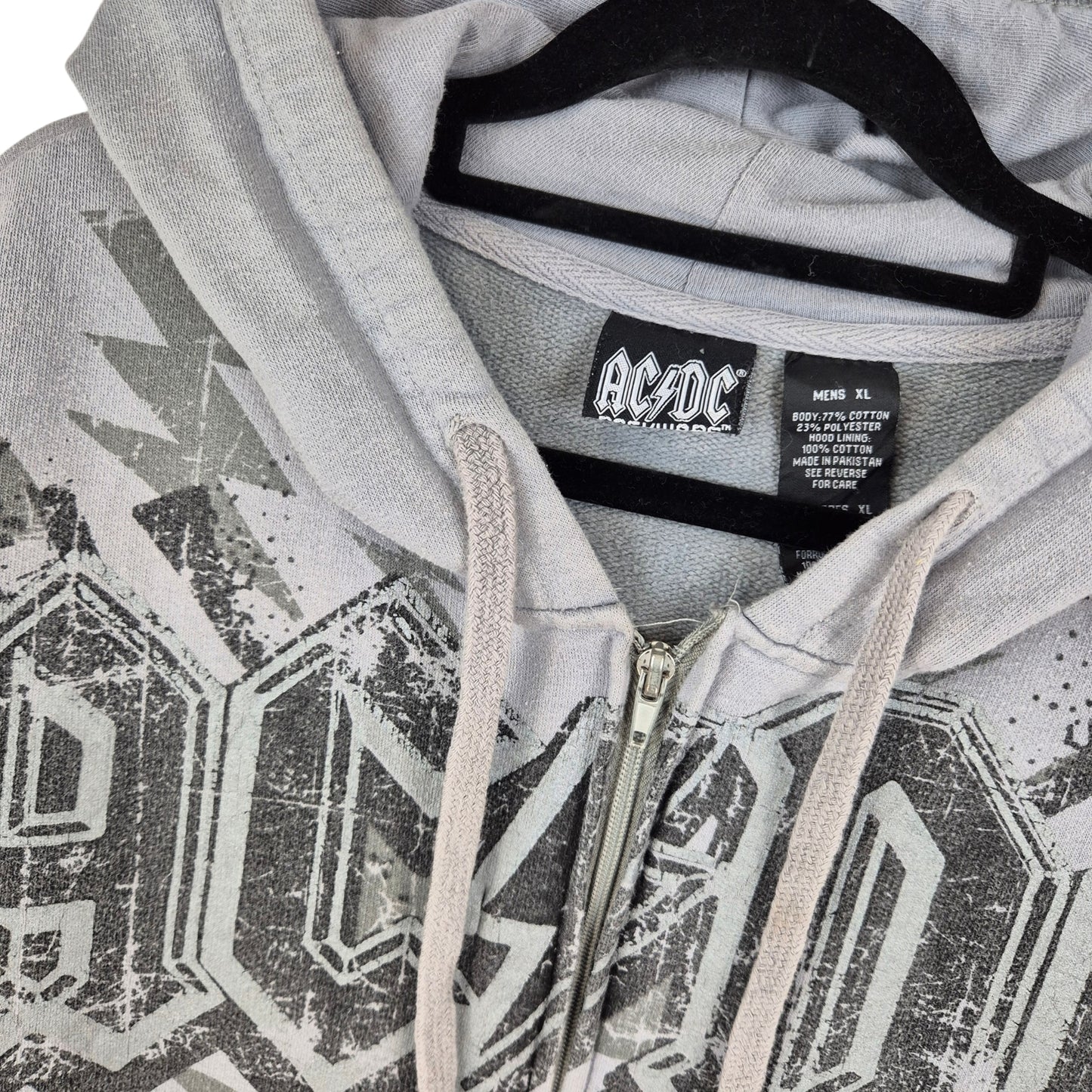 ACDC For Those About To Rock Grey Zip Hoodie Size XL
