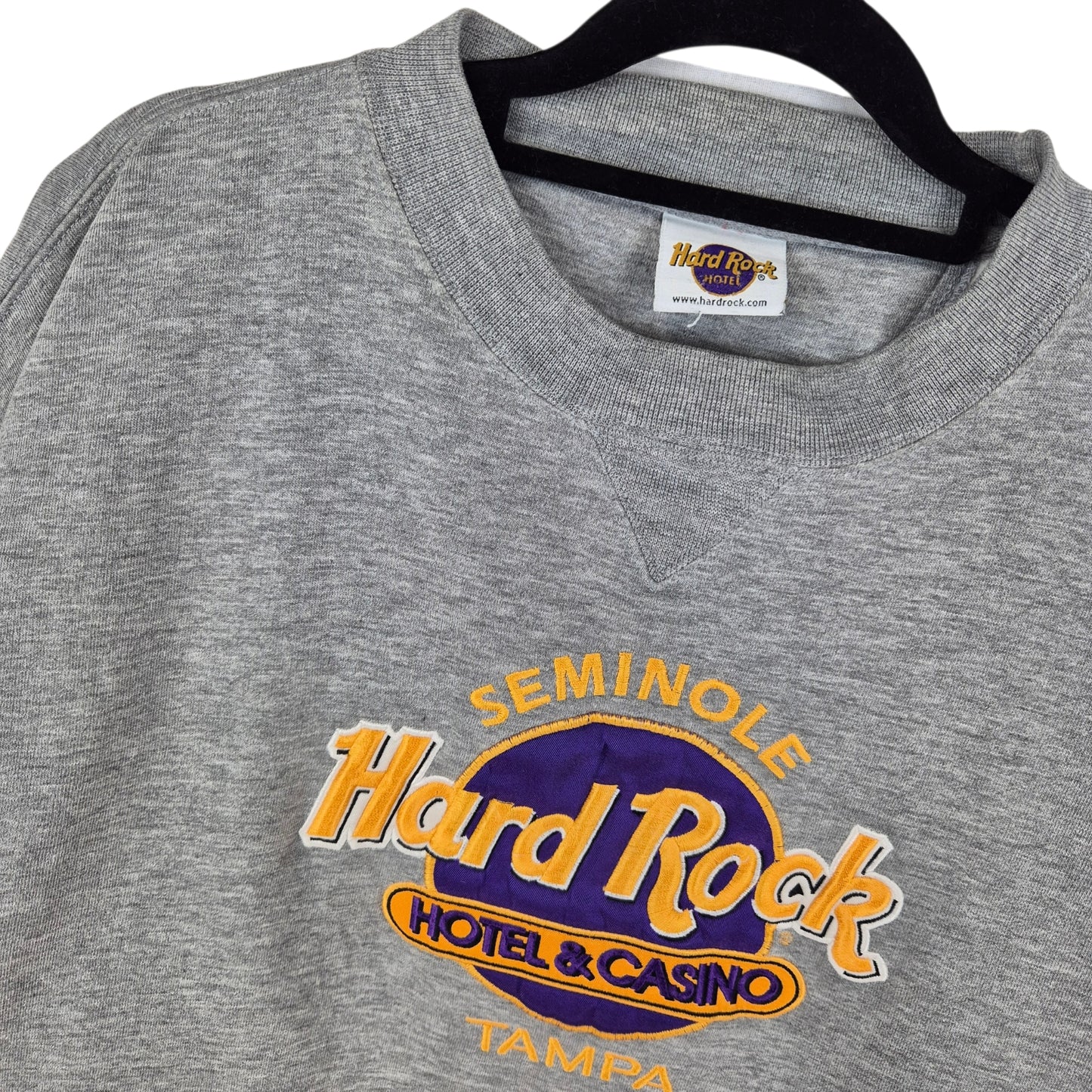 Vintage Hard Rock Hotel Seminole Tampa 90's Grey Embroidered Sweater Size XL