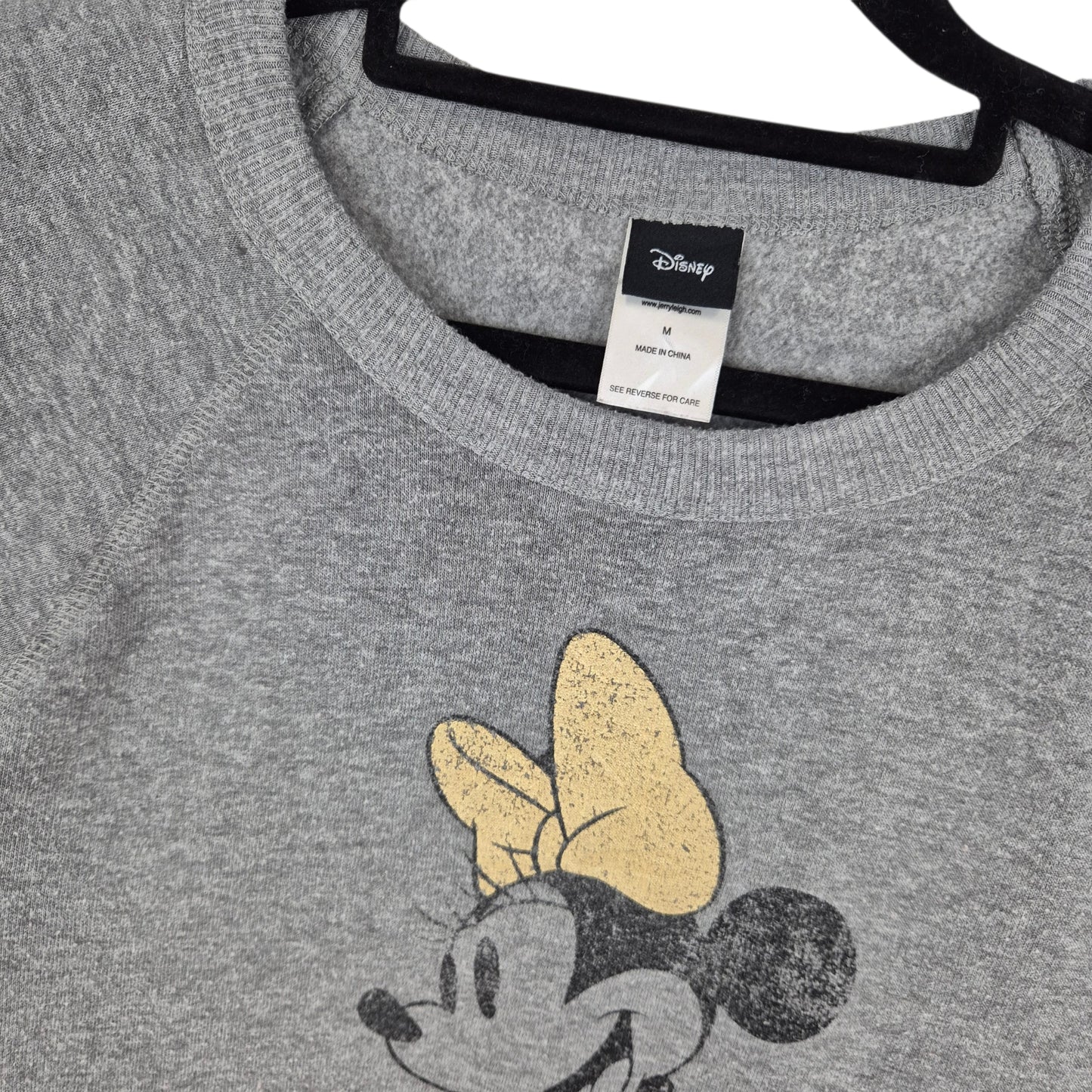 Disney Minnie Mouse Womens Grey Crewneck Sweater Size M